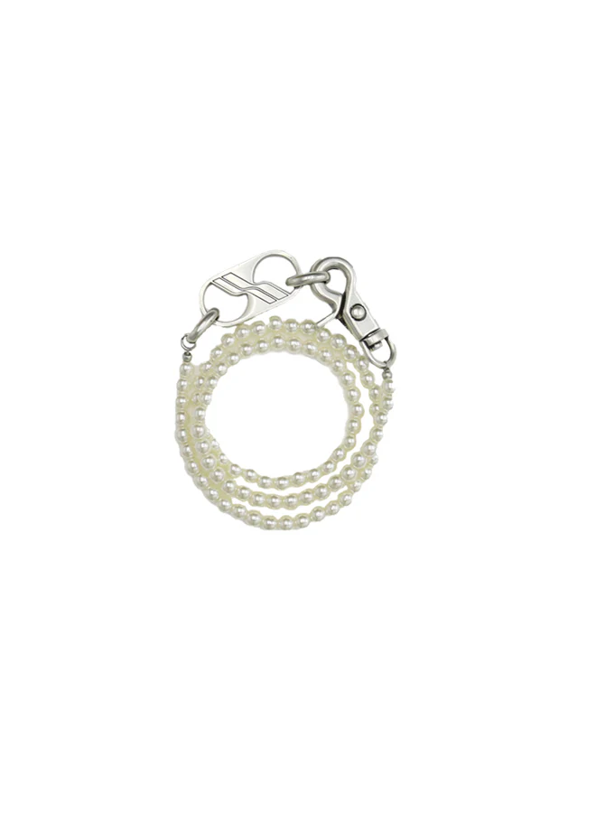 Silver WD Logo Triple Layer Pearl Bracelet