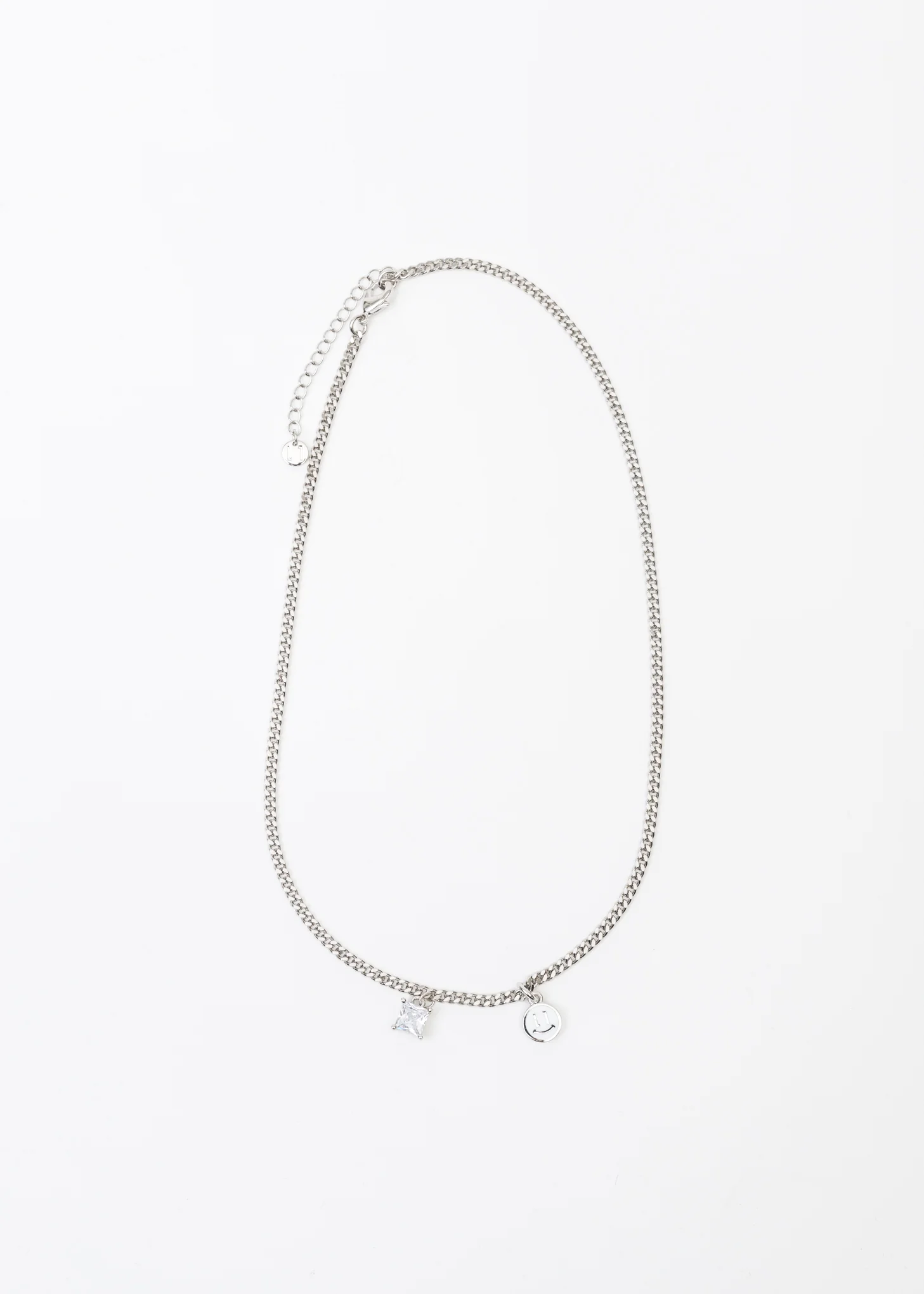 Silver White Smiley and Stone Necklace - Image 5