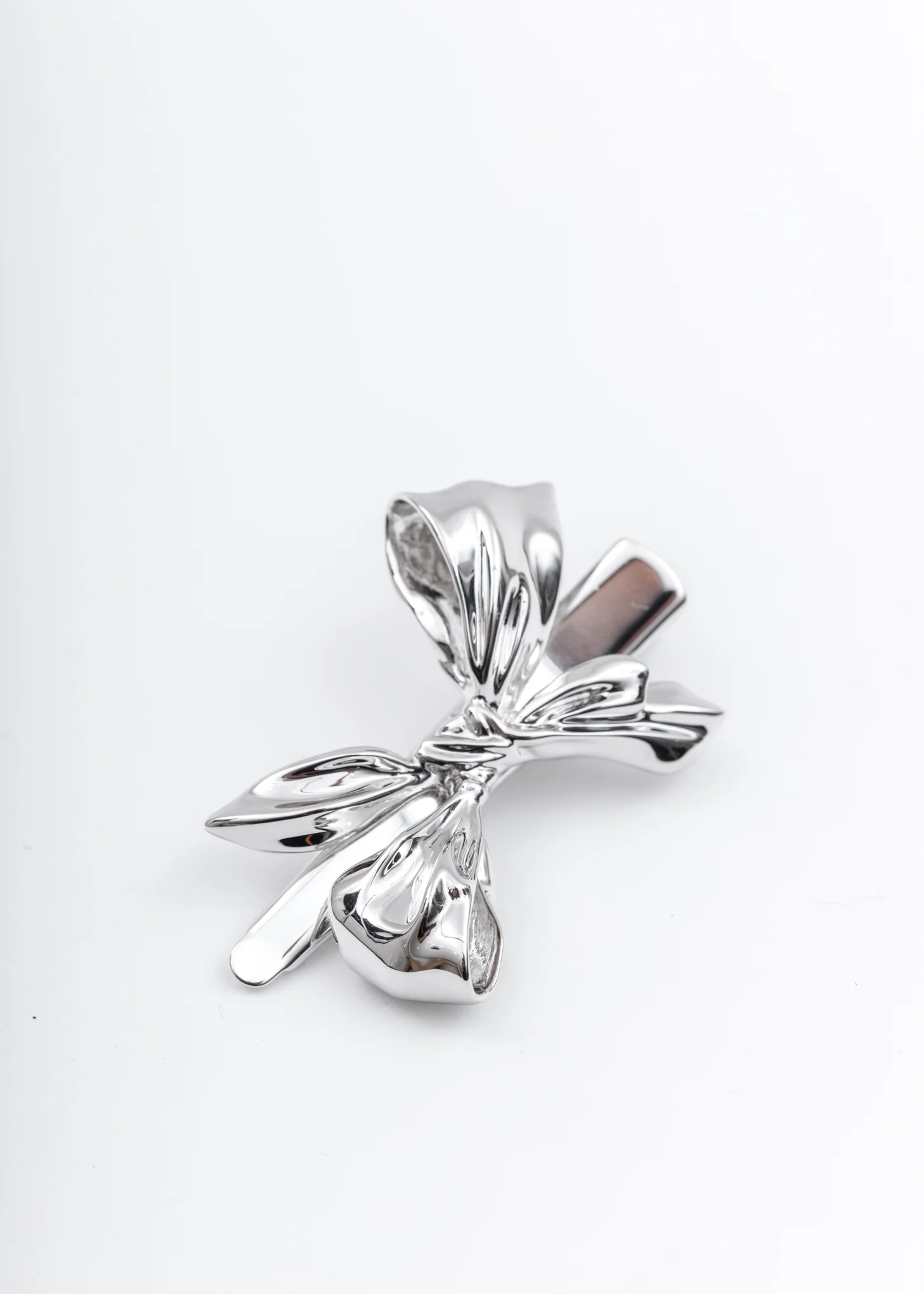 Silver Wrinkle Bow Hairpin