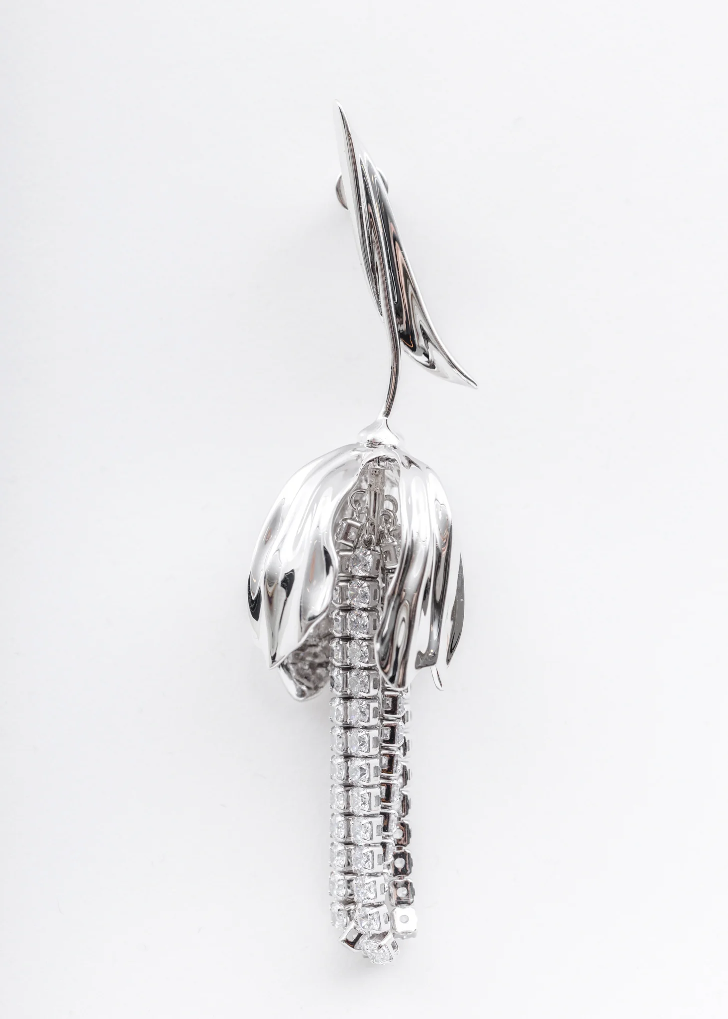 Silver Zircon Tassels Tulip Earring