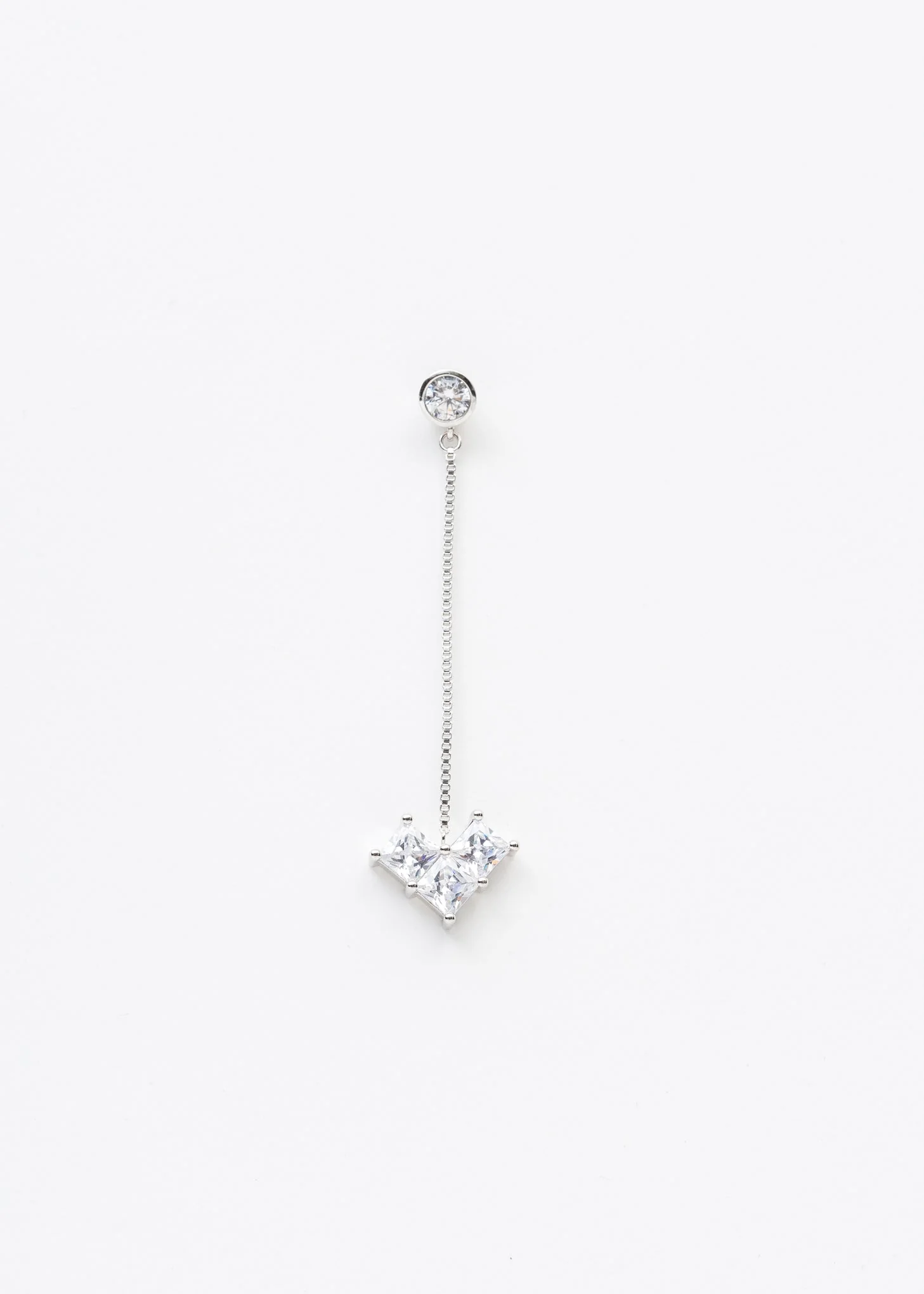 Single Rhinestone Heart Earring - Single