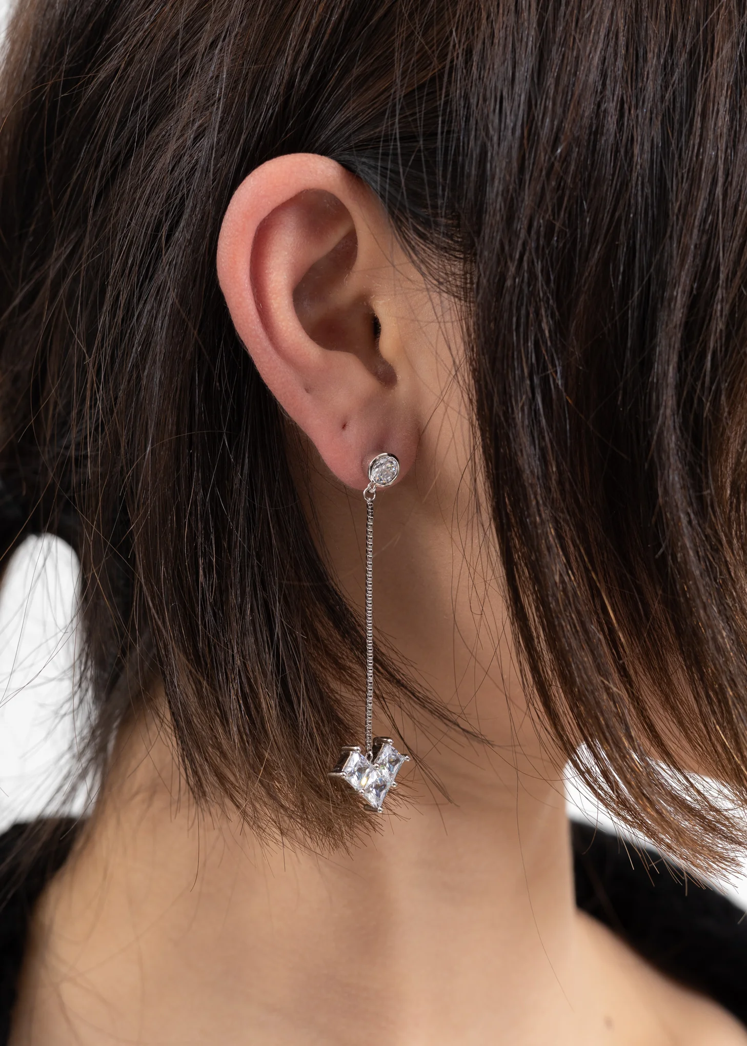 Single Rhinestone Heart Earring - Single - Image 3