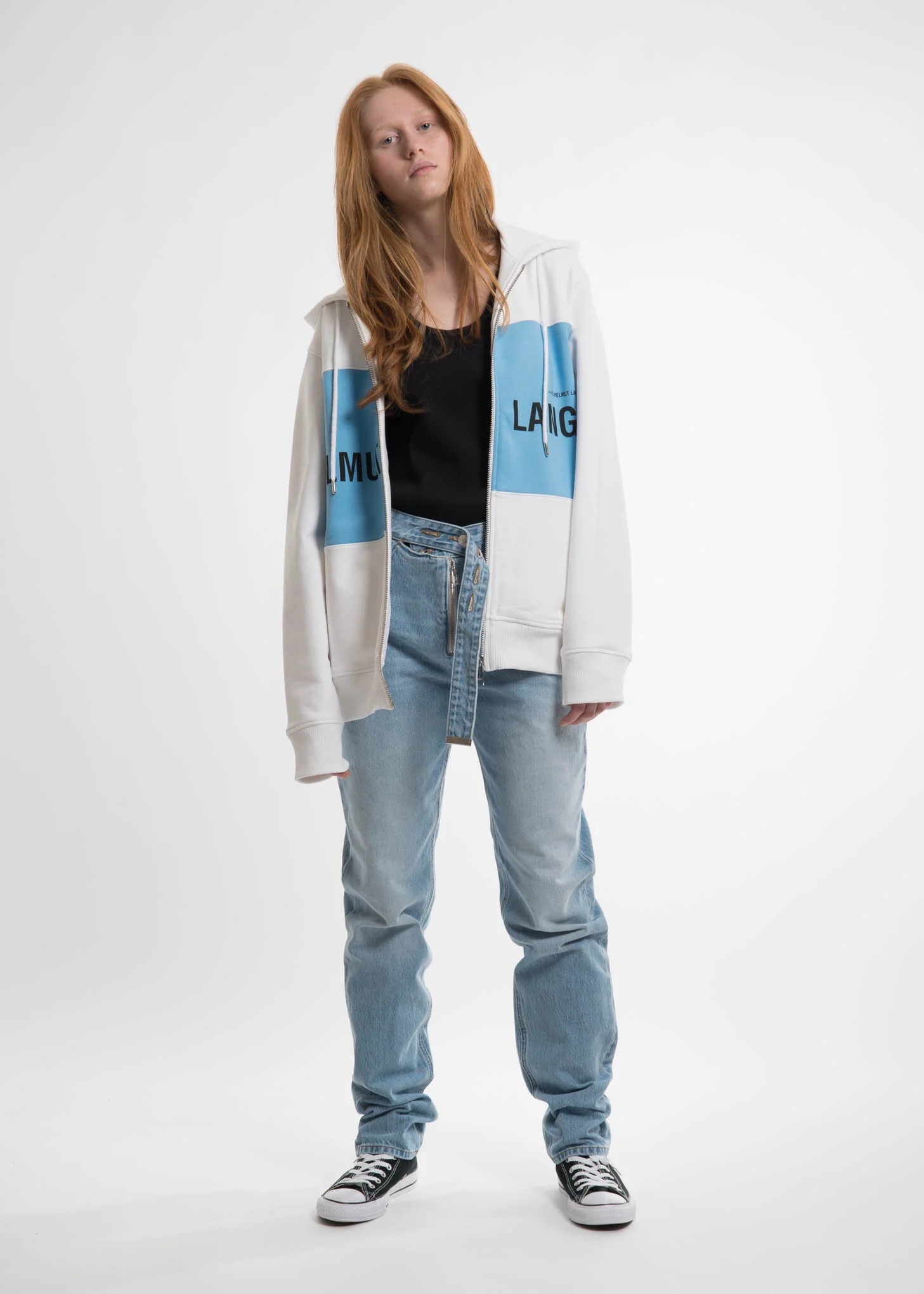 Sky Blue Panel Campaign Zip Hoodie - Image 7