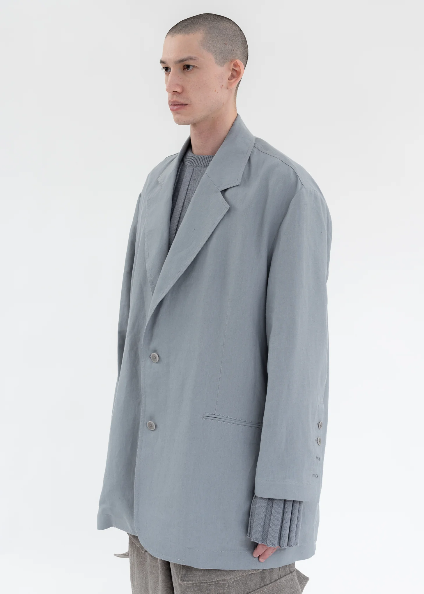 SKY BLUE SINGLE BREASTED JACKET - Image 2