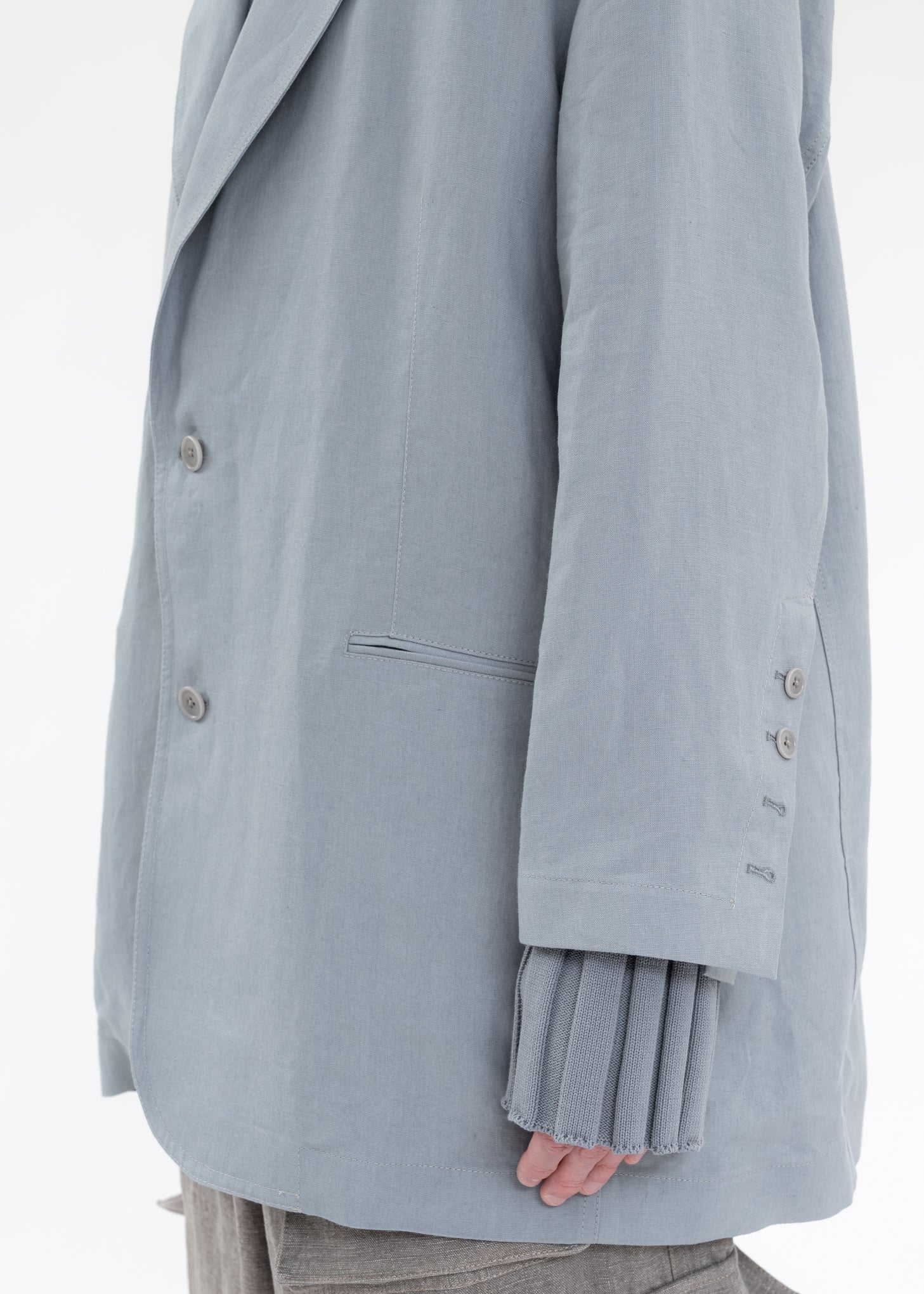 SKY BLUE SINGLE BREASTED JACKET - Image 4