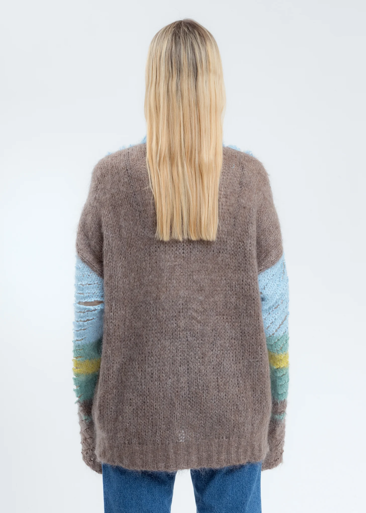 Sky Blue Striped Loop Knit Cardigan - Image 5