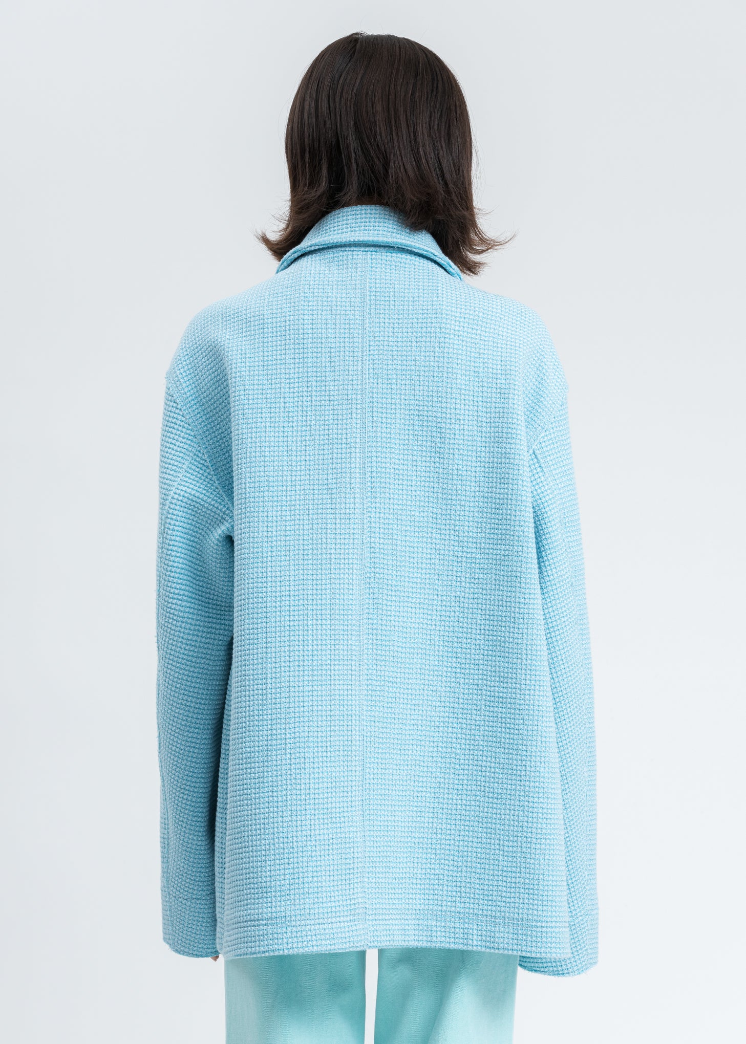 Sky Blue Waffle Texture Cotton Jacket - Image 4