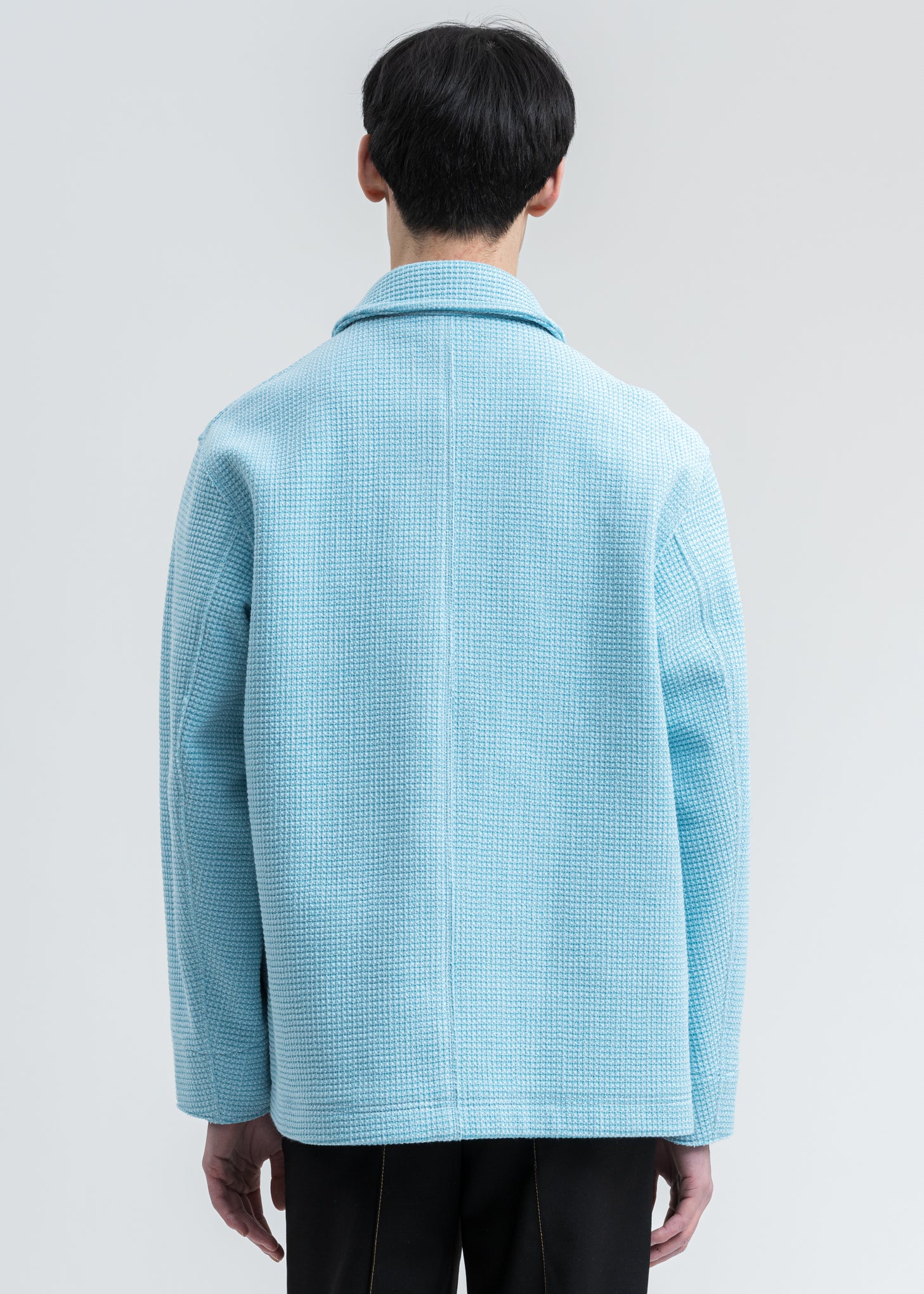 Sky Blue Waffle Texture Cotton Jacket - Image 4