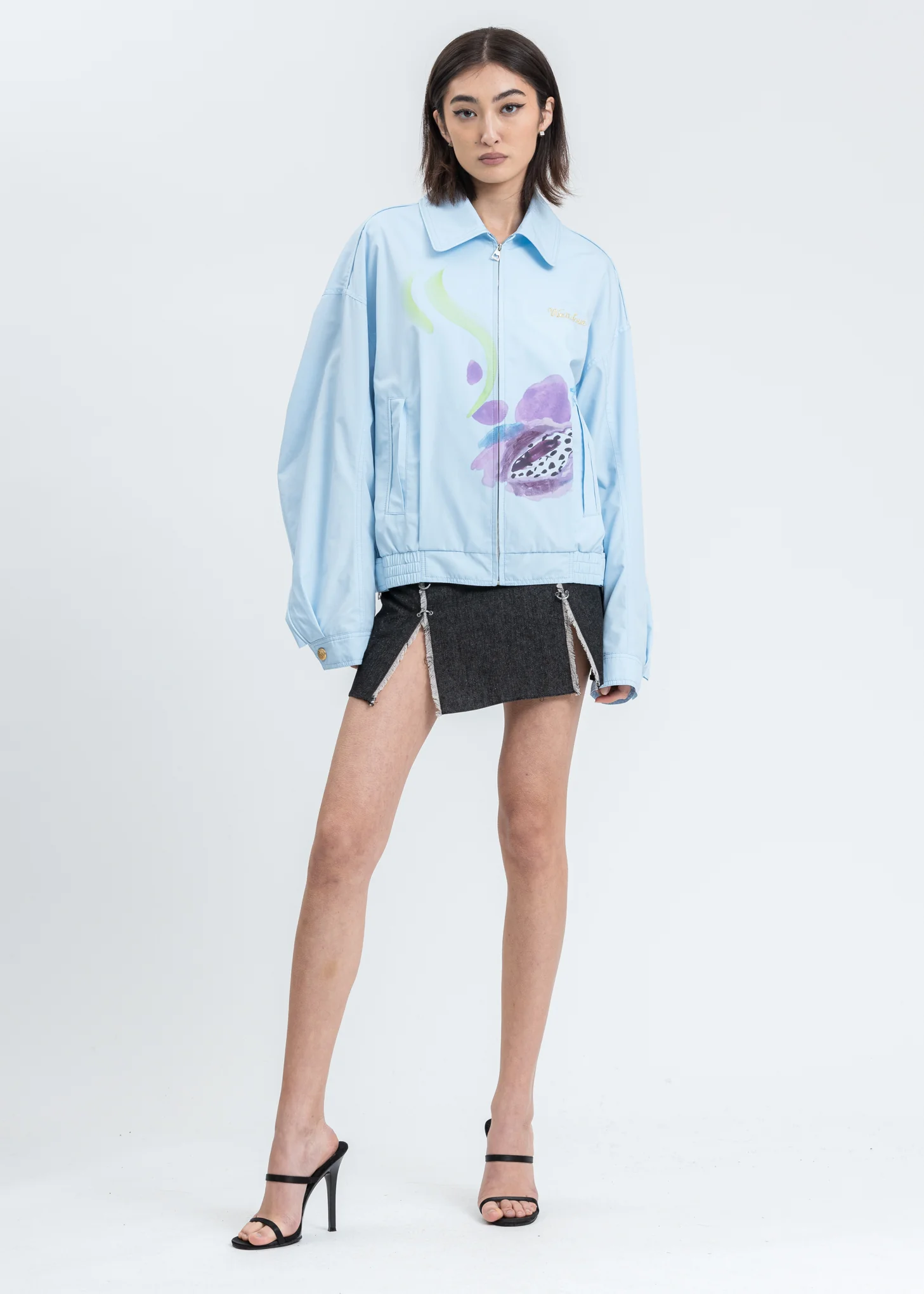 Sky Color Logo Embroidery and Piping Printed Jacket - Image 6