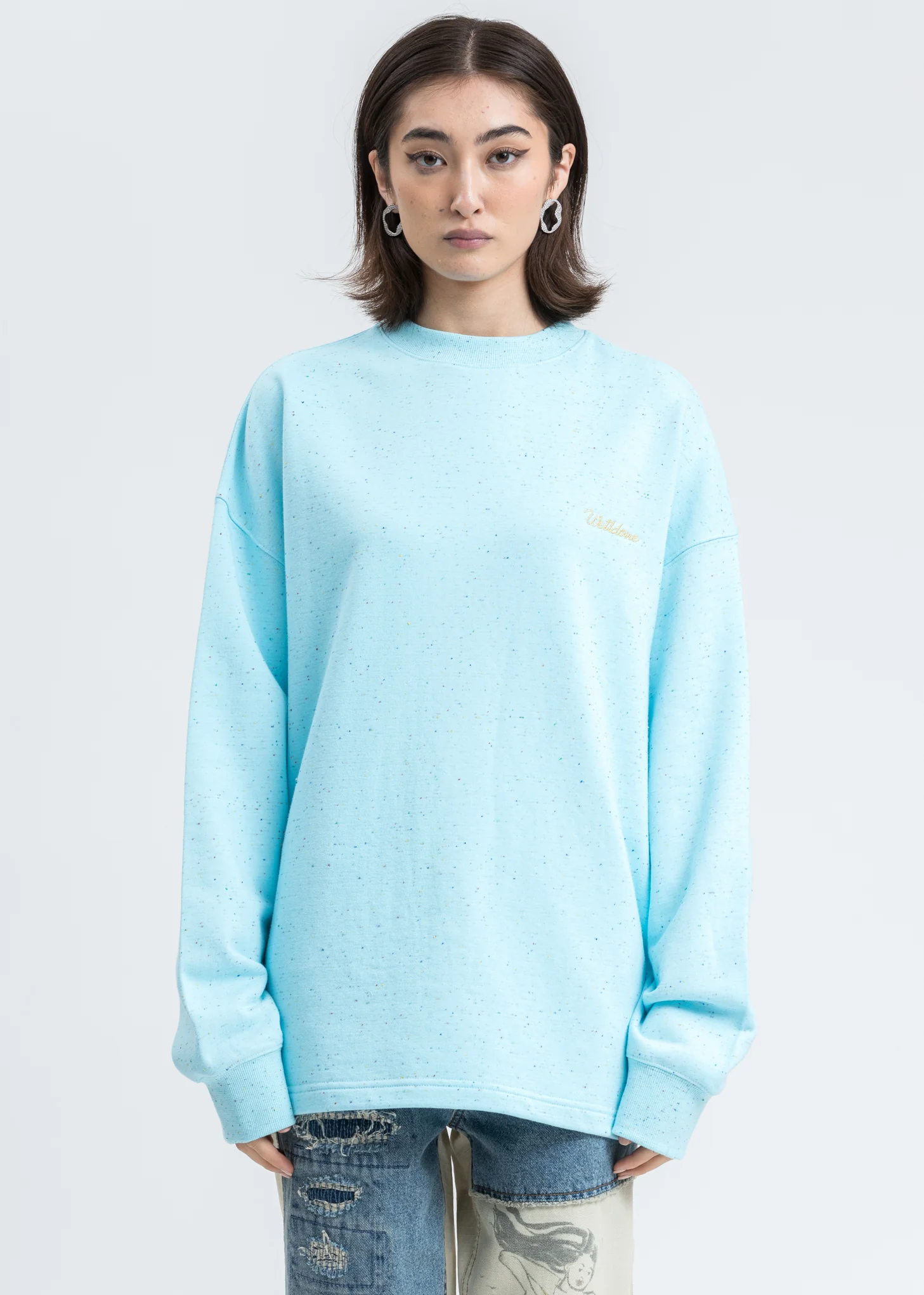 Sky Color Logo Print Long Sleeve Shirt