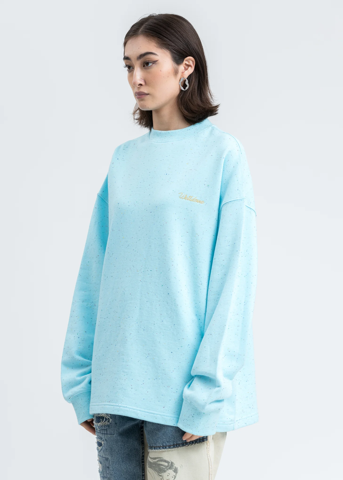 Sky Color Logo Print Long Sleeve Shirt - Image 3