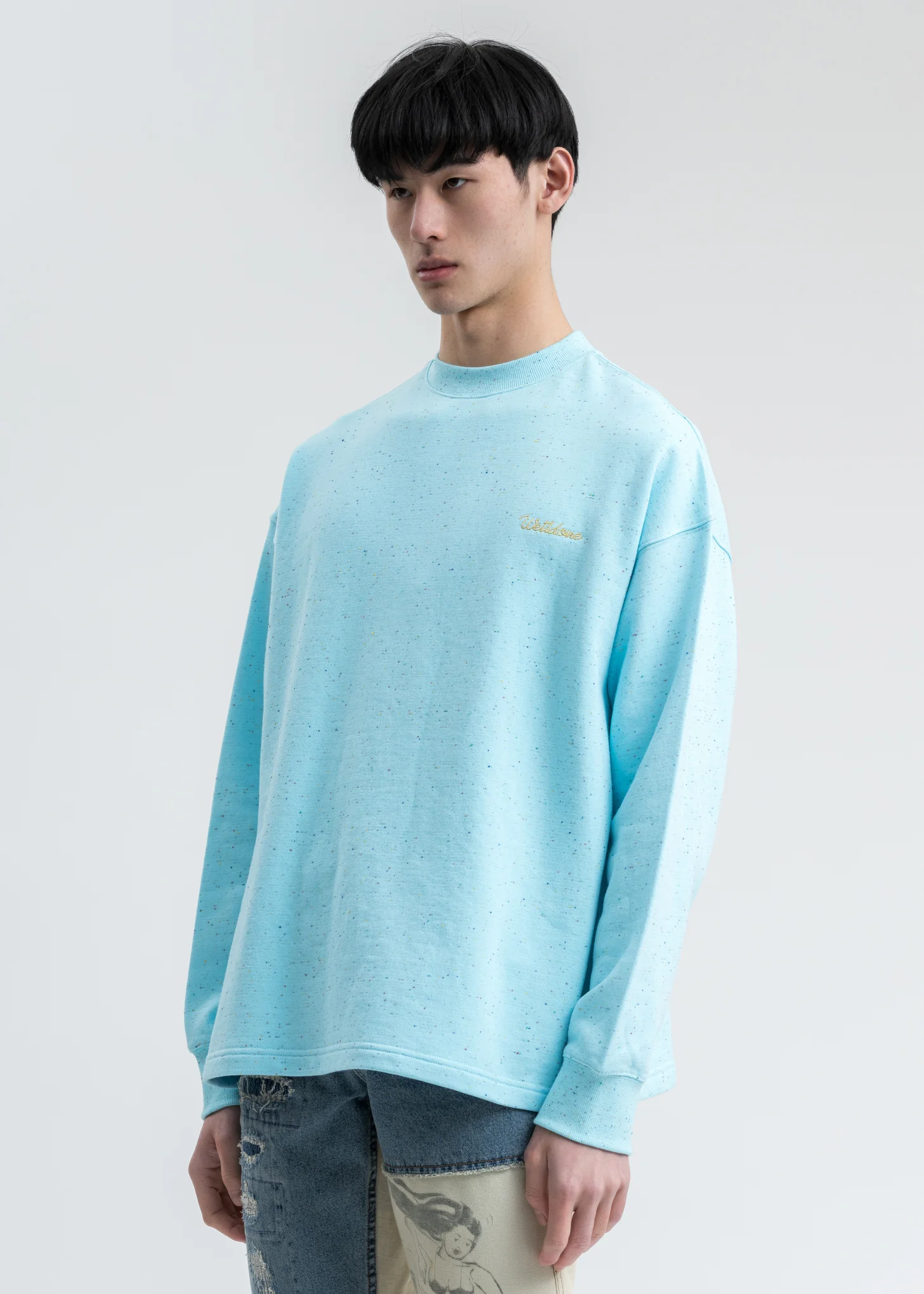 Sky Color Logo Print Long Sleeve Shirt - Image 4