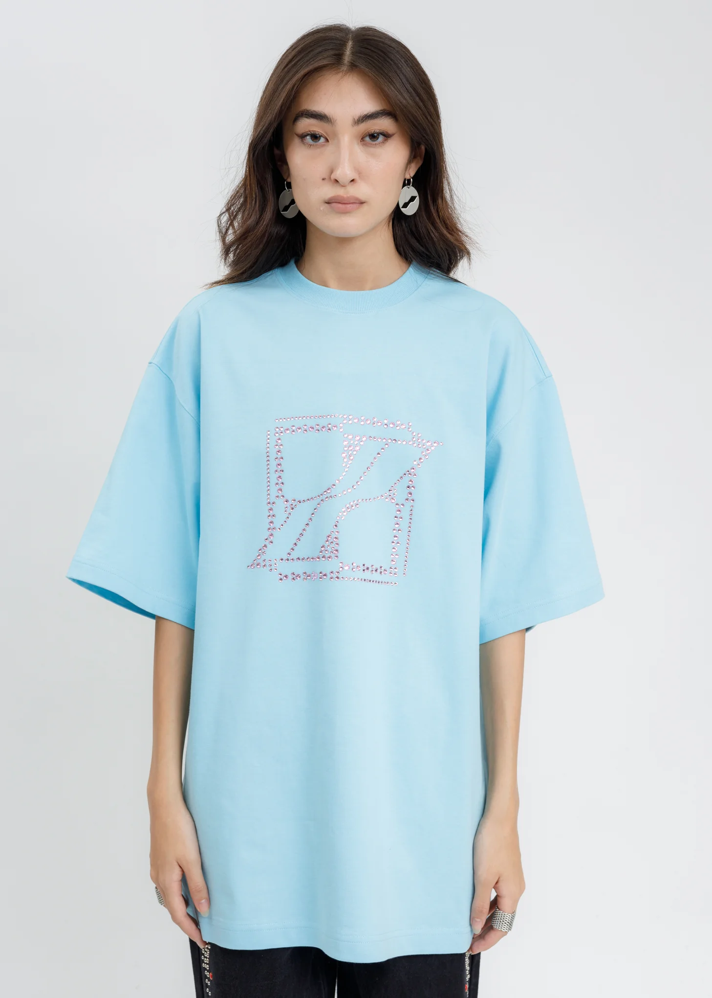 Sky WE11DONE Crystal Logo T-Shirt