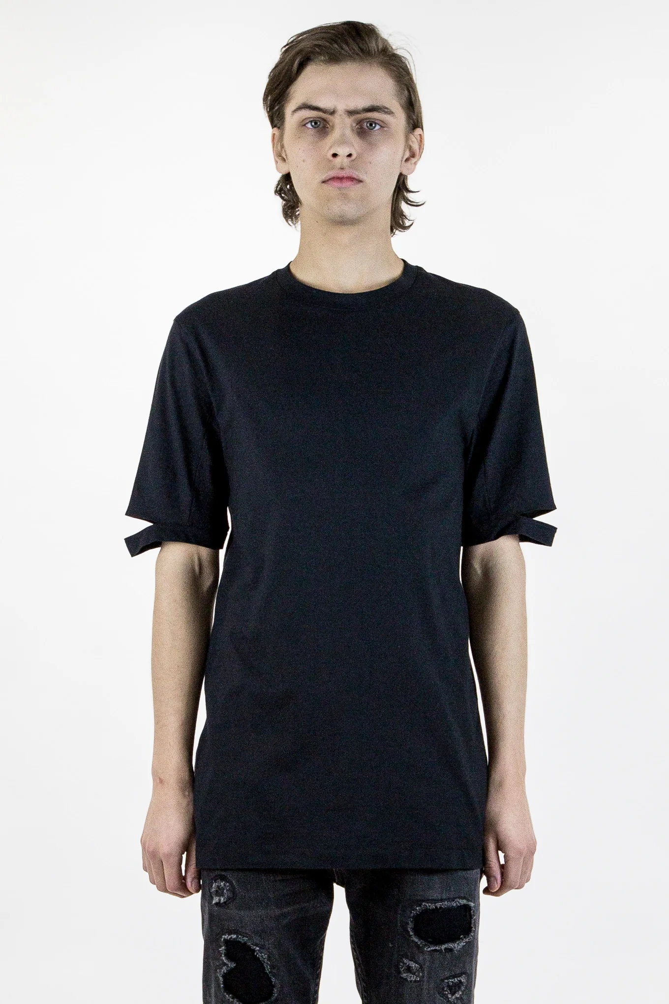 Black Slash Sleeve T-Shirt