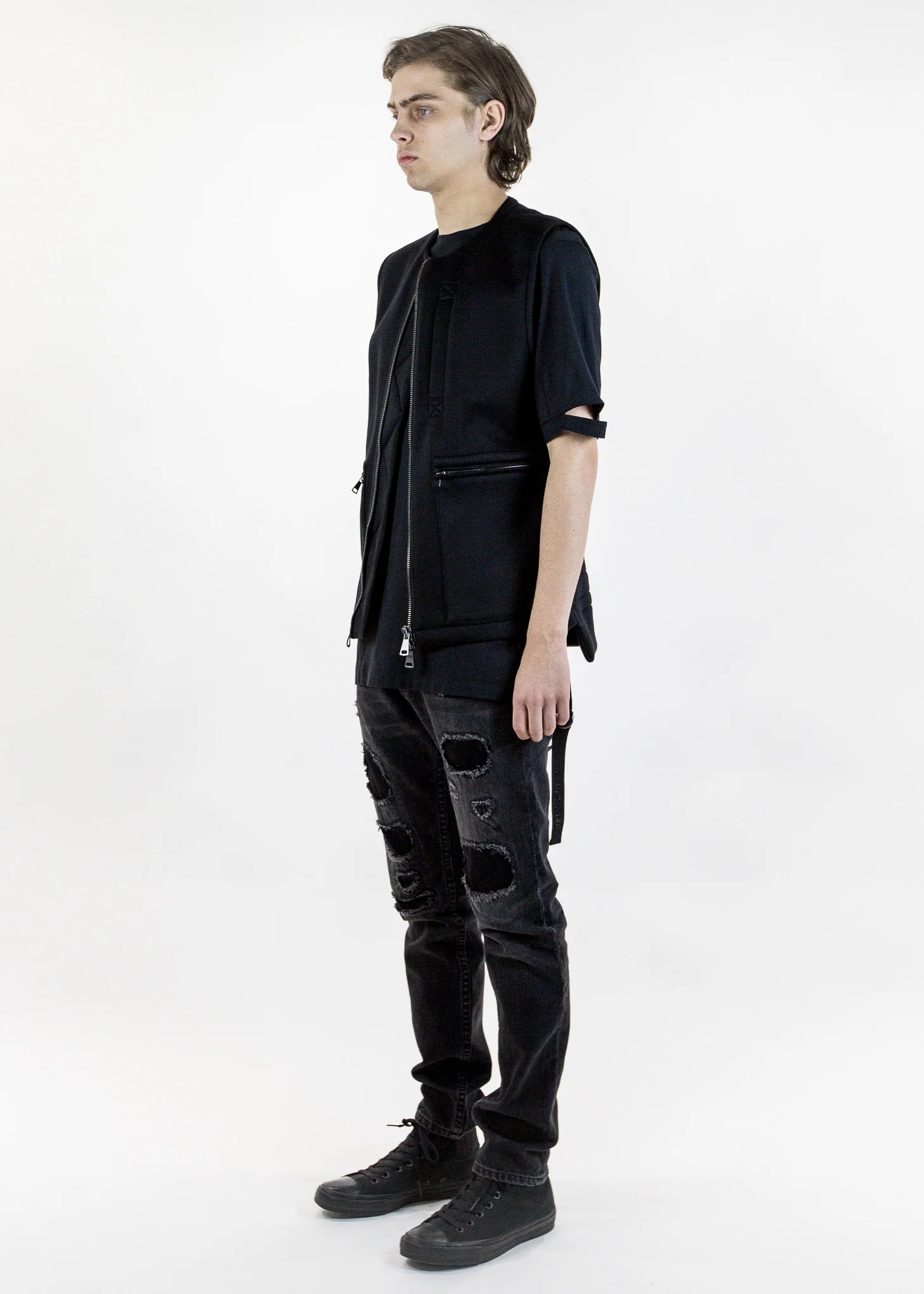 Black Slash Sleeve T-Shirt - Image 2