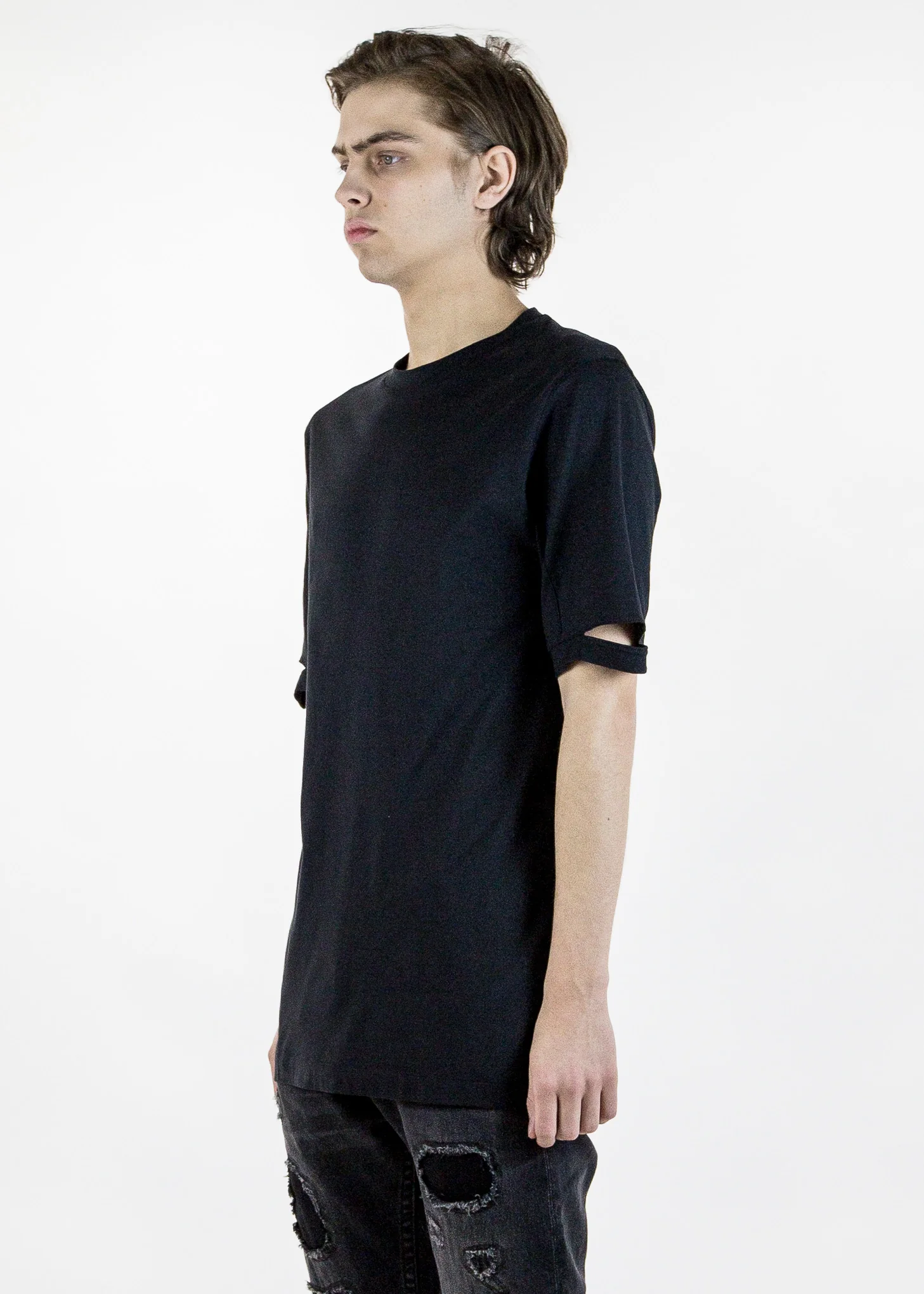 Black Slash Sleeve T-Shirt - Image 3