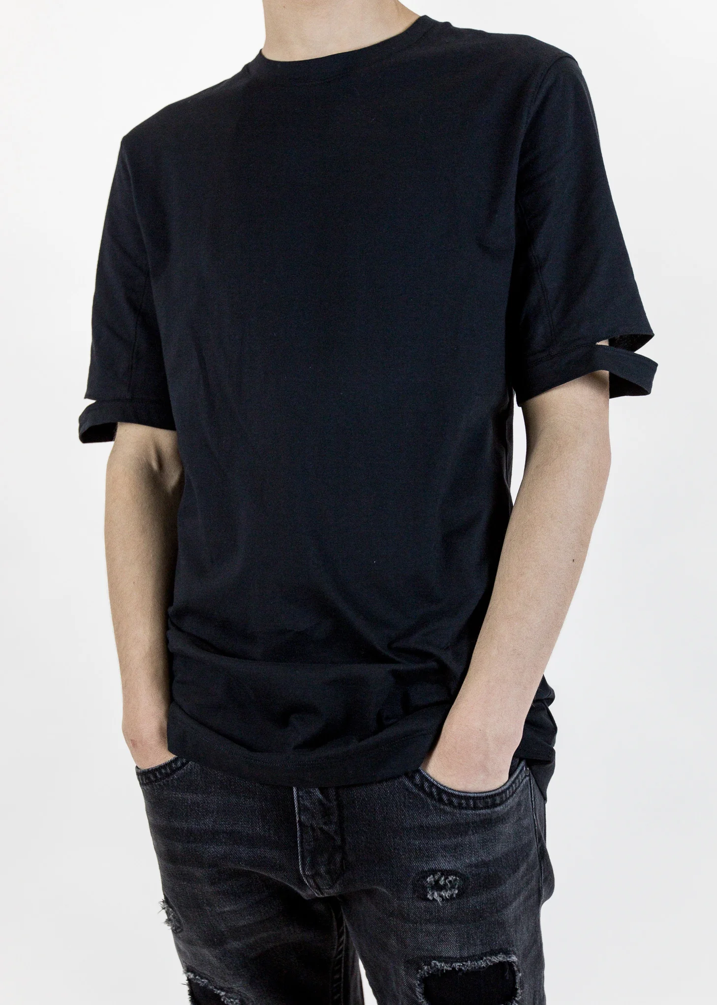 Black Slash Sleeve T-Shirt - Image 4