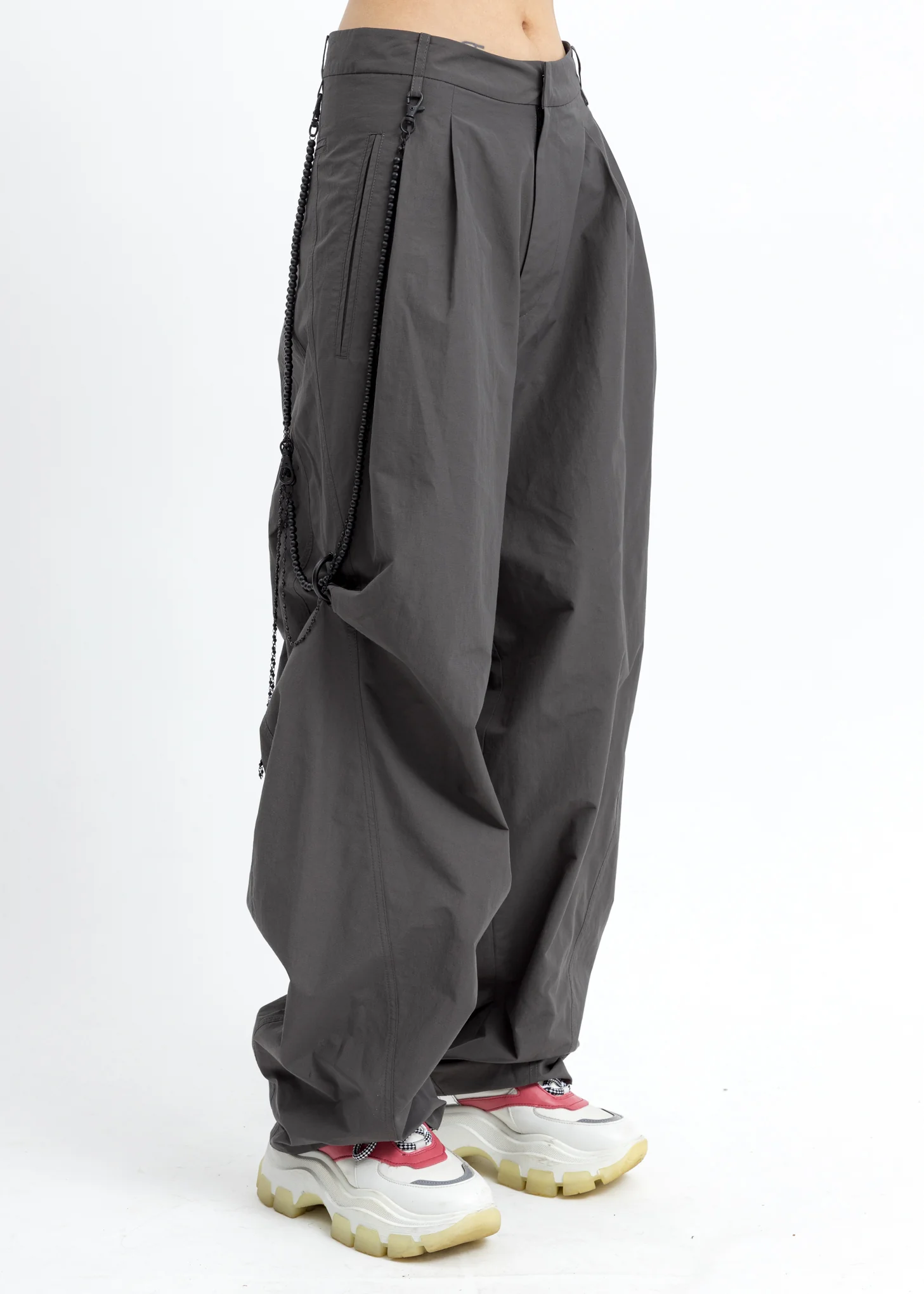 Slate Grey Chained Wide Pants - Image 2
