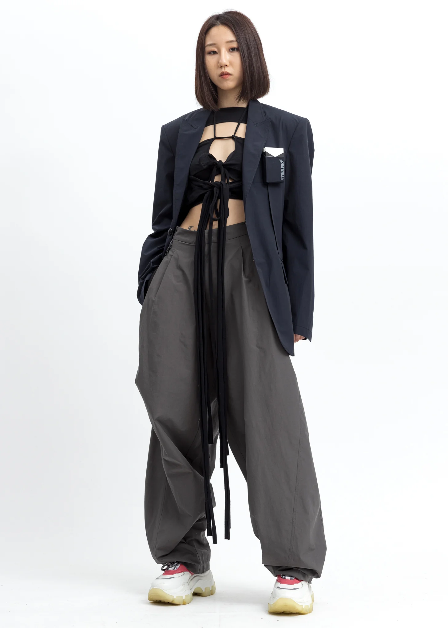 Slate Grey Chained Wide Pants - Image 5