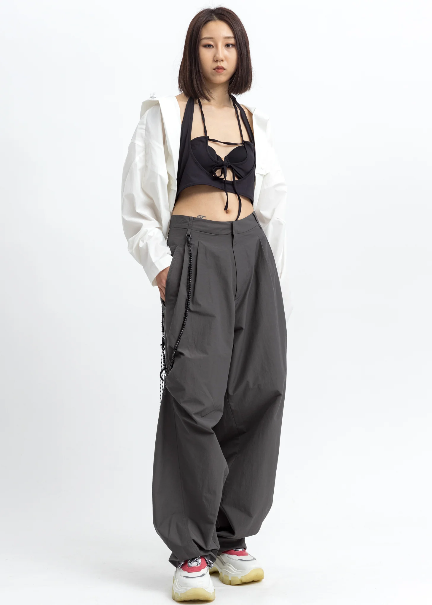 Slate Grey Chained Wide Pants - Image 6