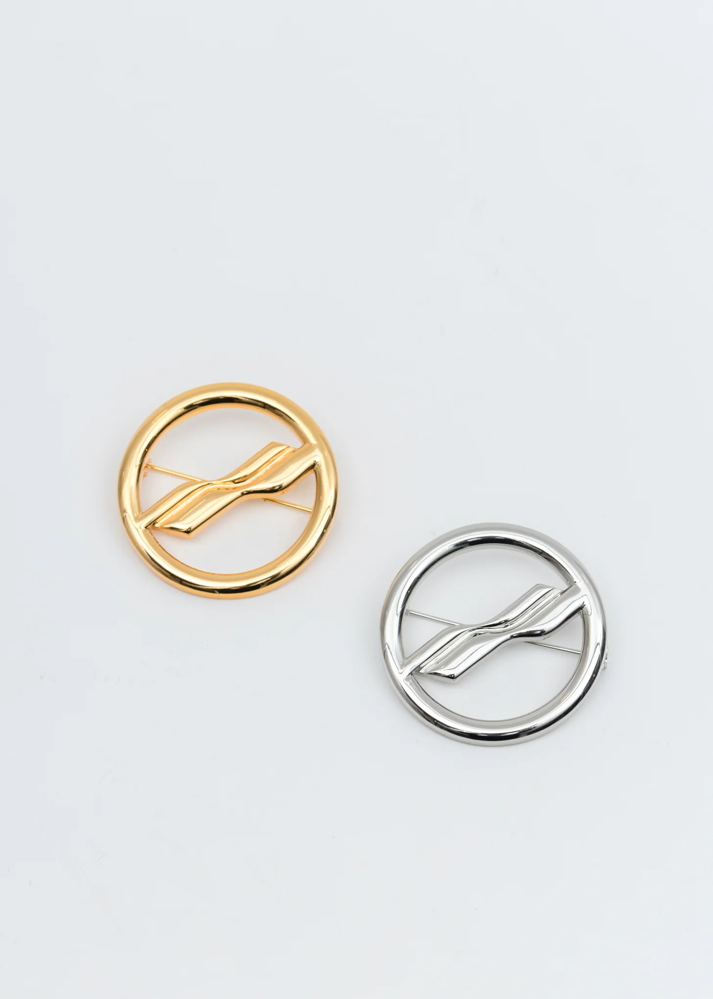 Sliver Circle Logo Brooch