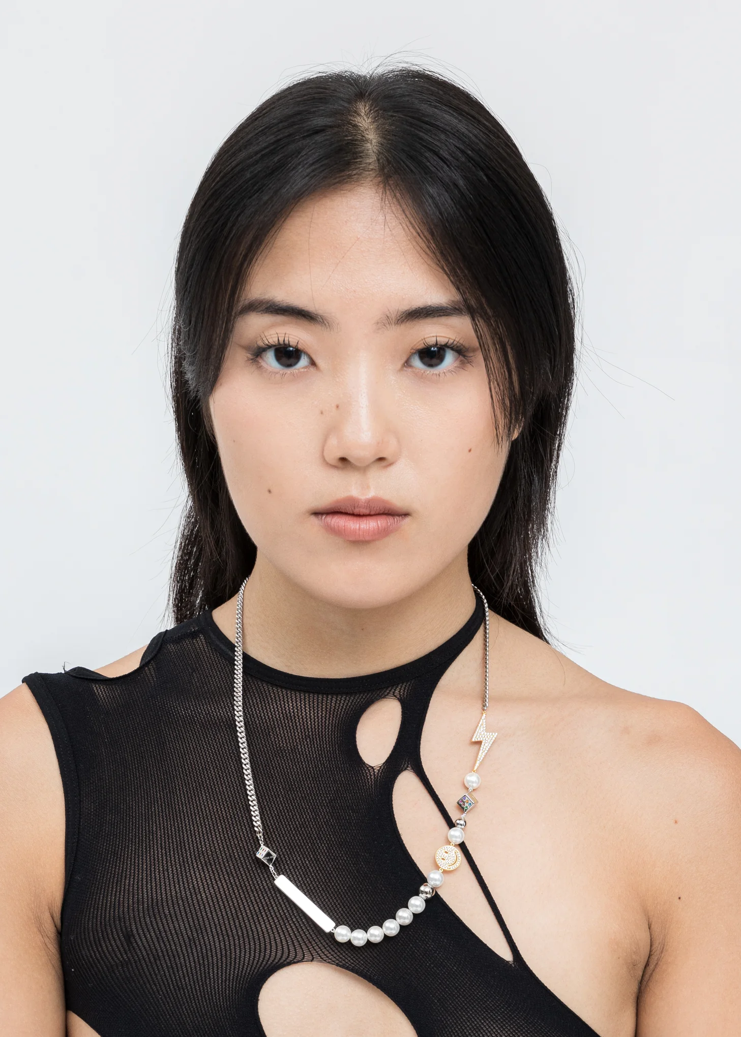 Sliver Smile Face Flash Cuba Necklace - Image 3