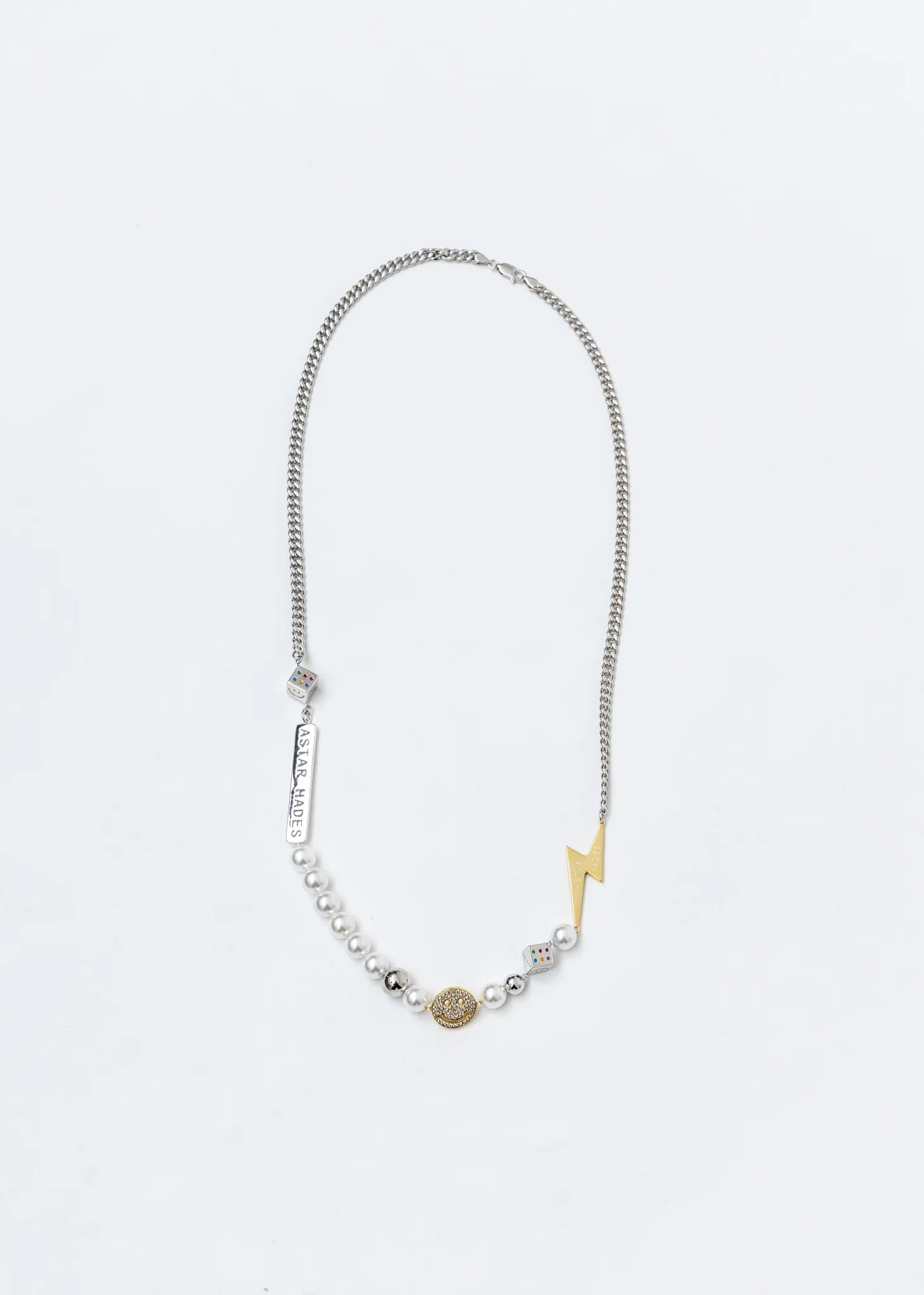 Sliver Smile Face Flash Cuba Necklace