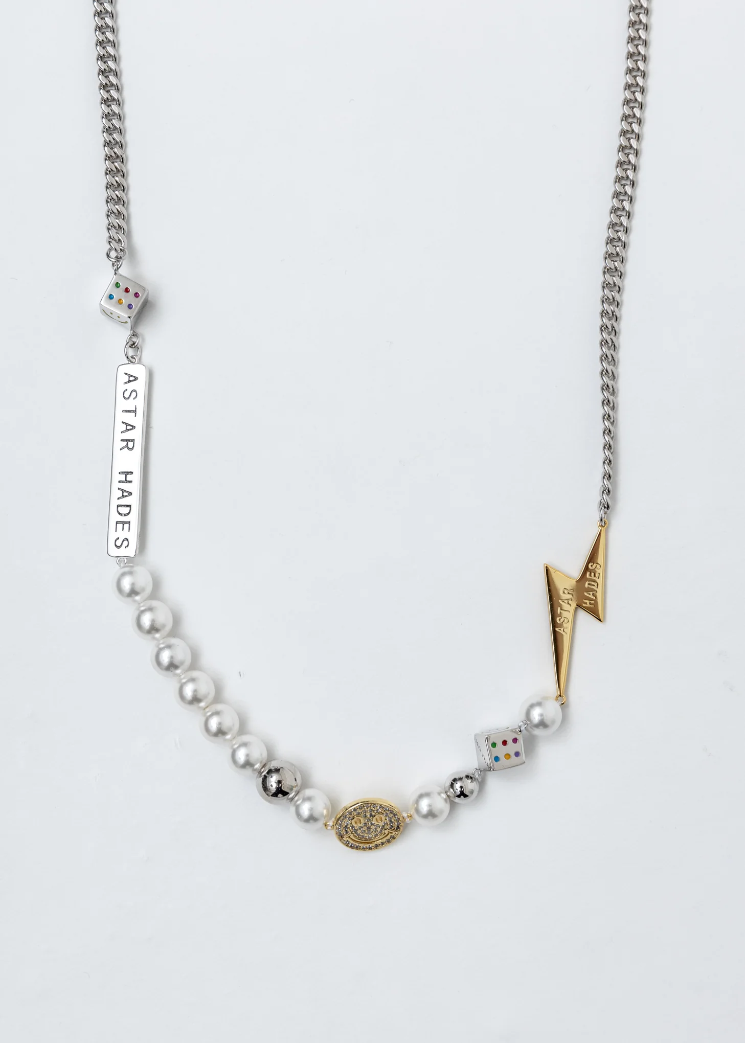 Sliver Smile Face Flash Cuba Necklace - Image 3