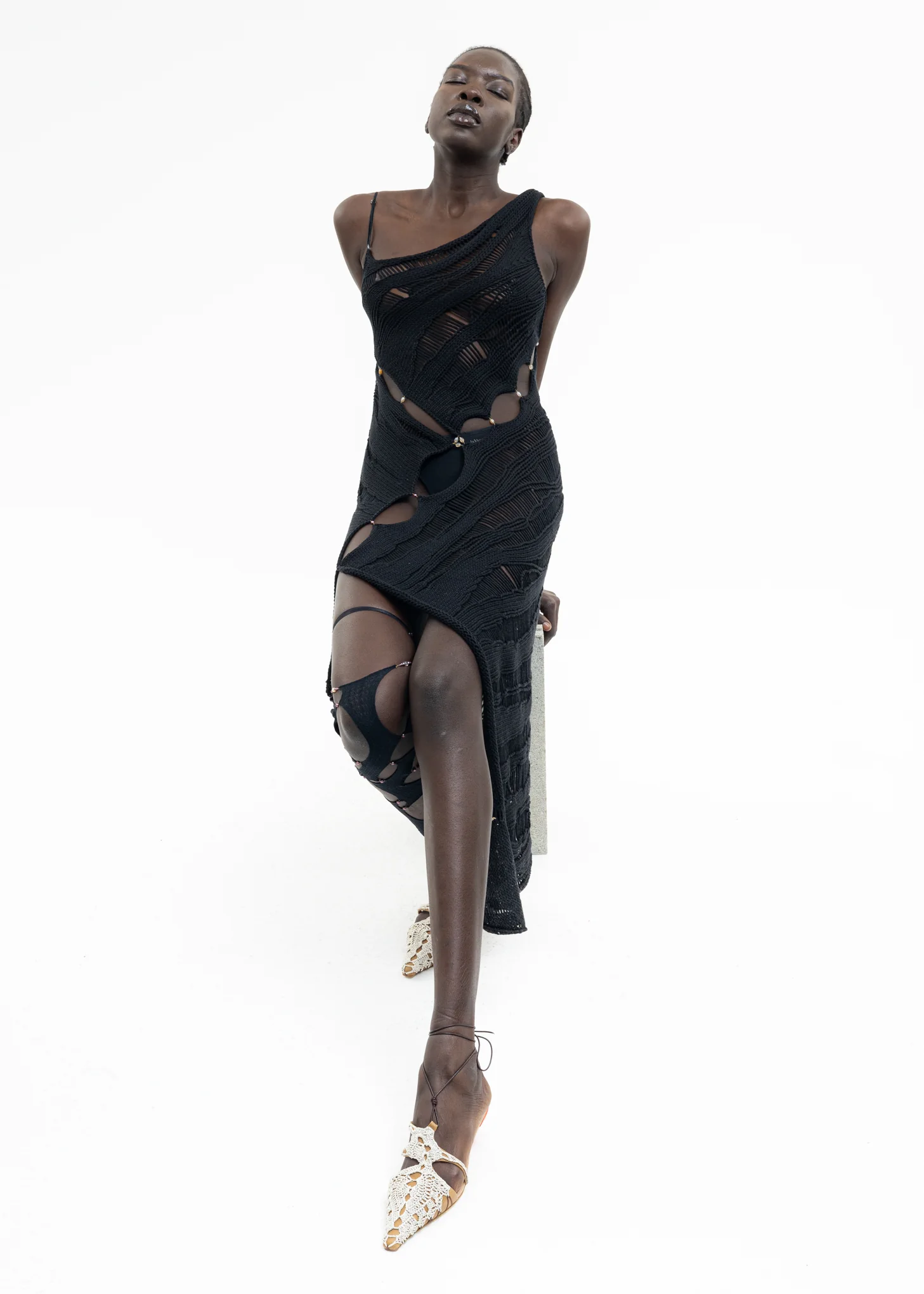 SMOKE CROCHET WRAP MULES - Image 2