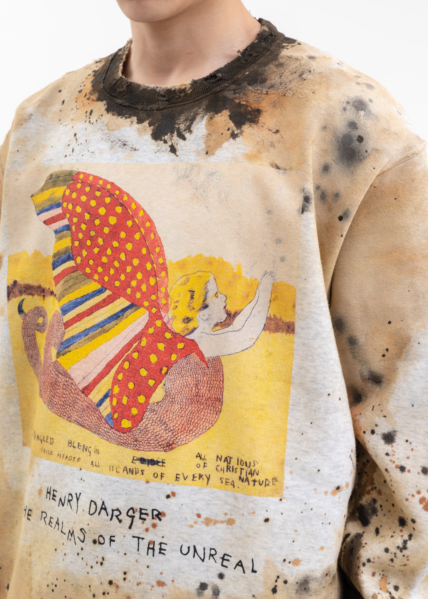 Paint Splatter Effect Pullover Sweat -  KIDILL × Henry Darger Collaboration - Image 4