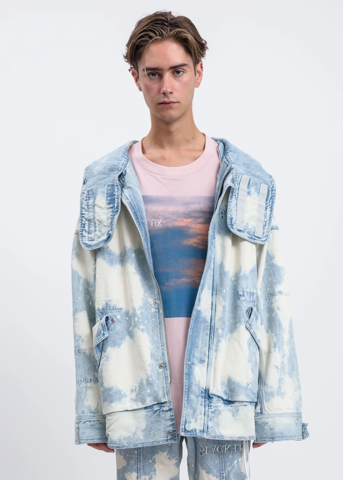 Splatter Denim Hooded Jacket - Image 3