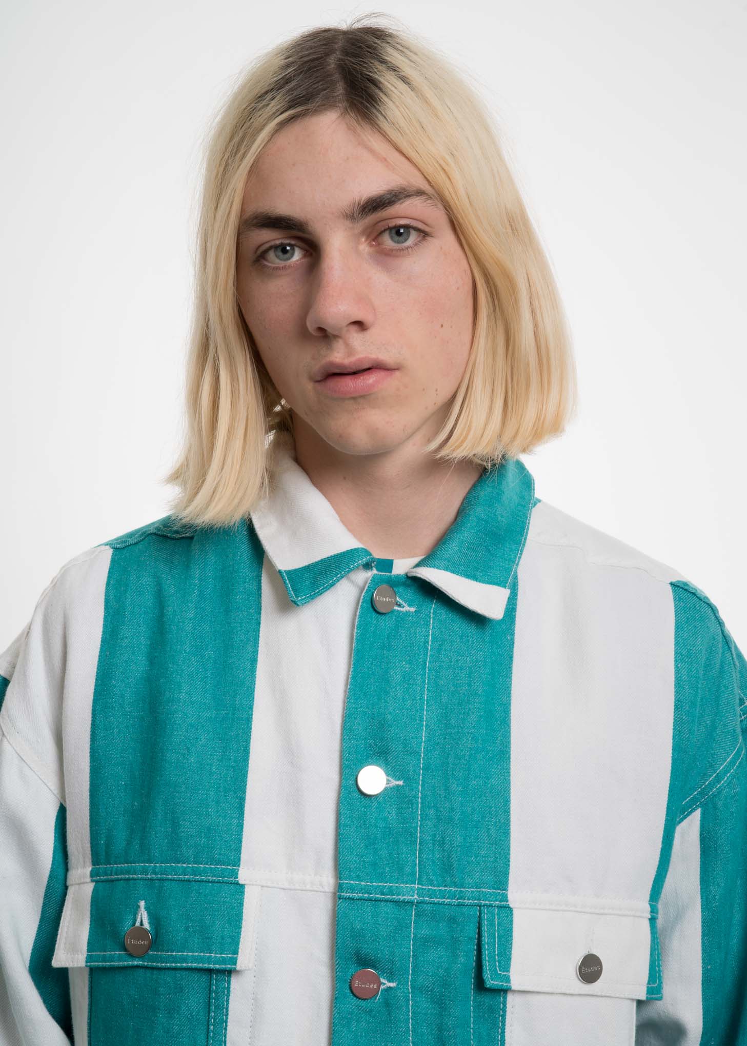 Stripe Vertige Linen Denim Jacket - Image 5