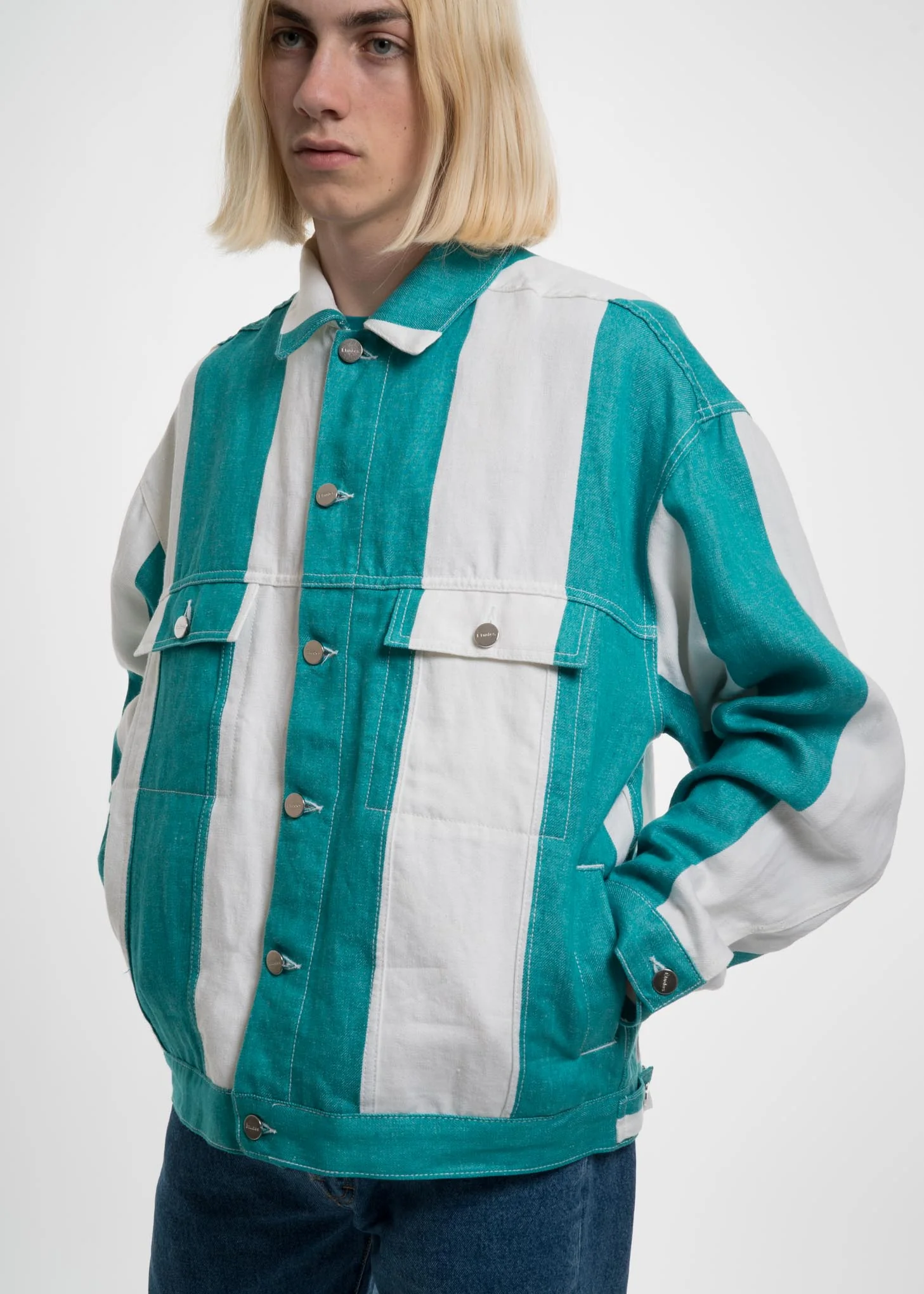 Stripe Vertige Linen Denim Jacket - Image 6