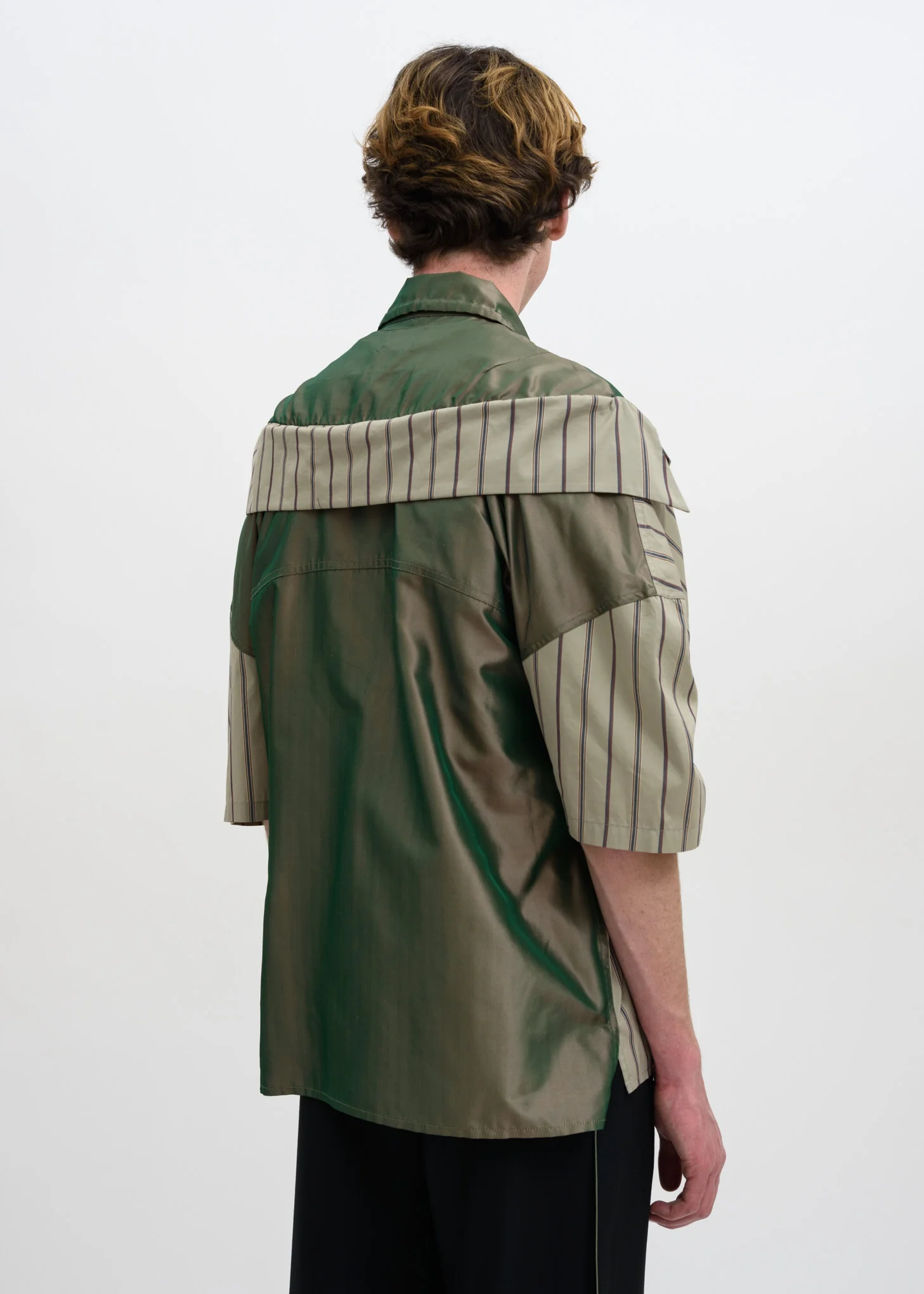 Stripe Zip Up Oversized Shirt - Image 2
