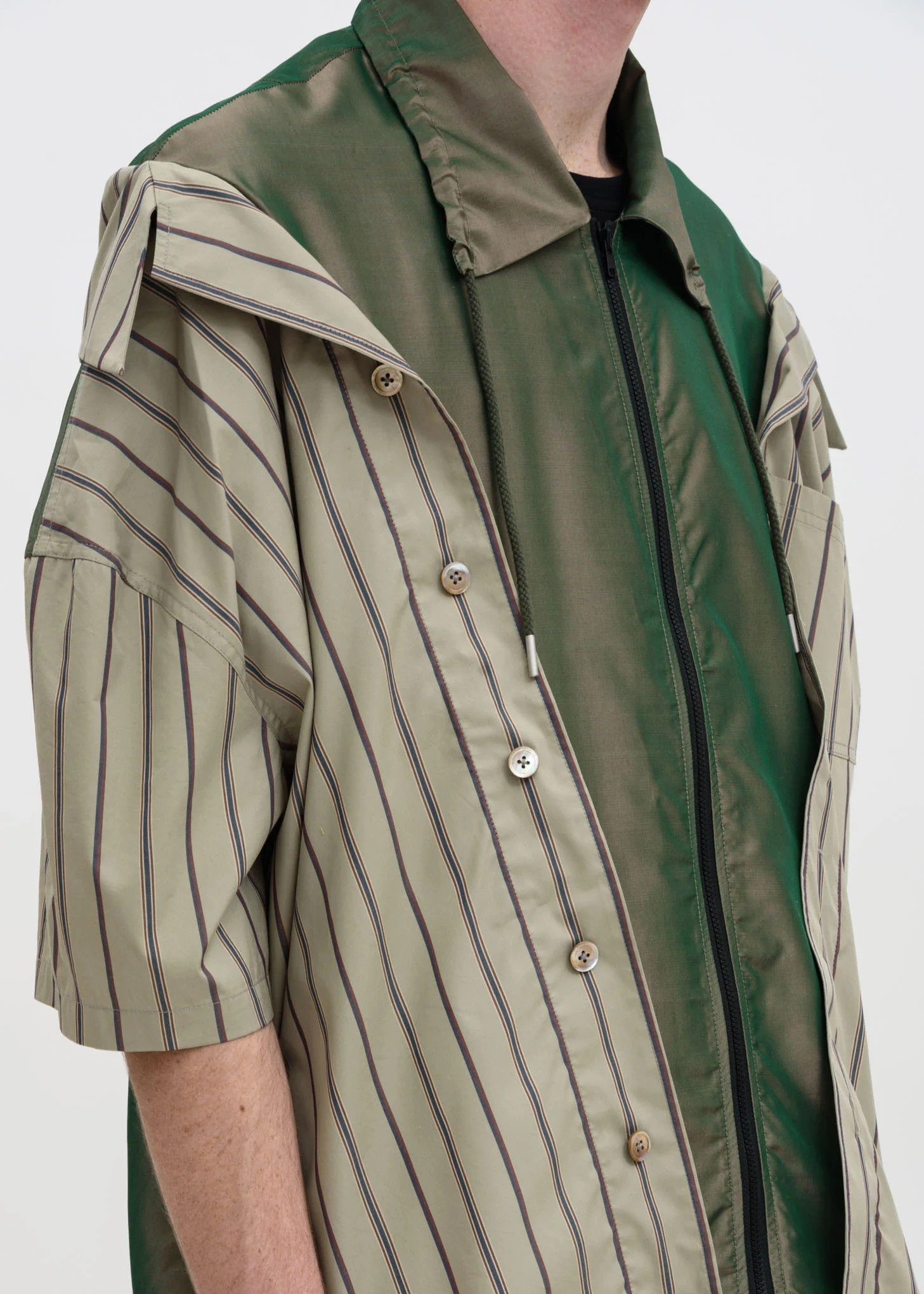 Stripe Zip Up Oversized Shirt - Image 4