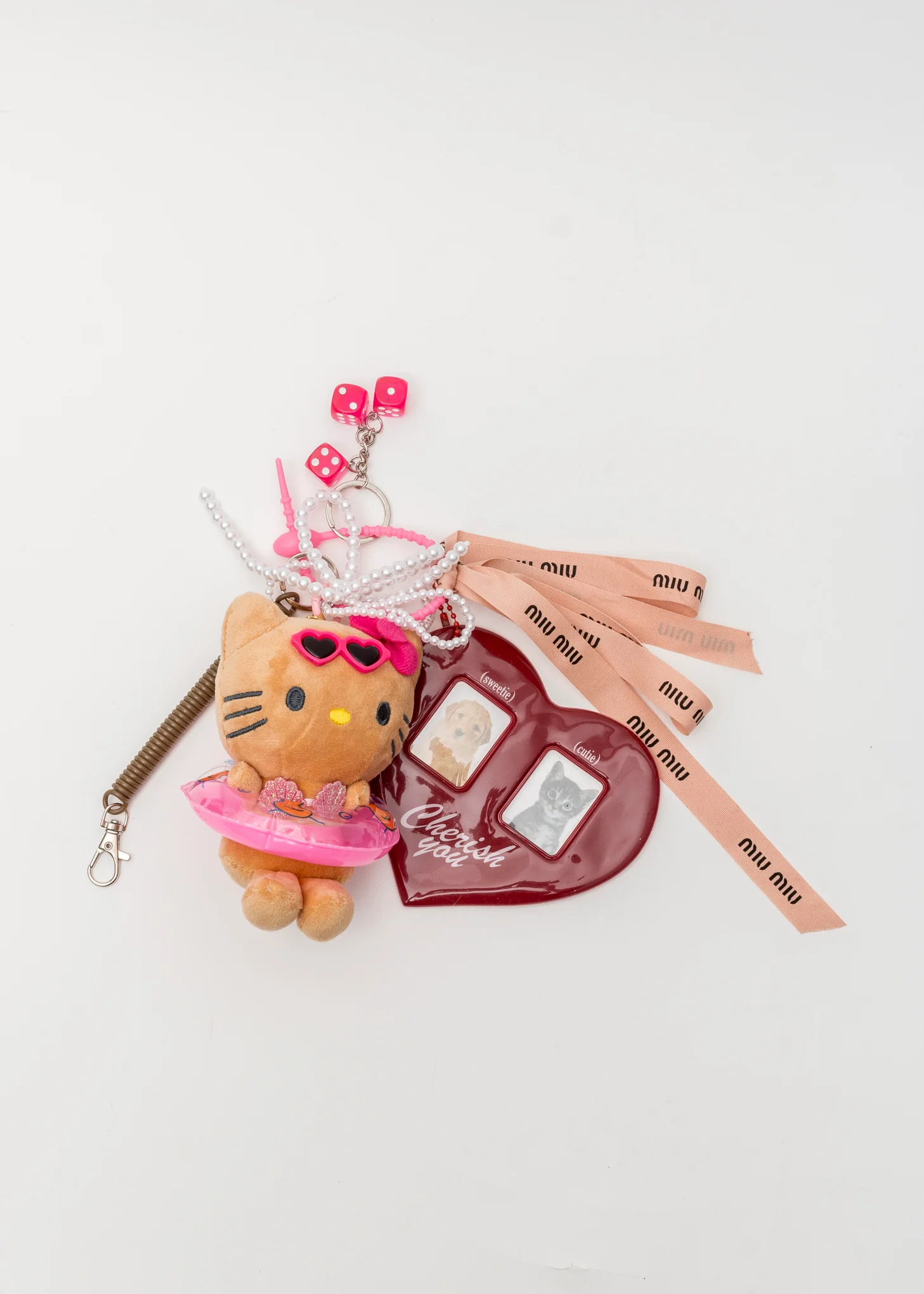Pink Pool Kitty Keyring