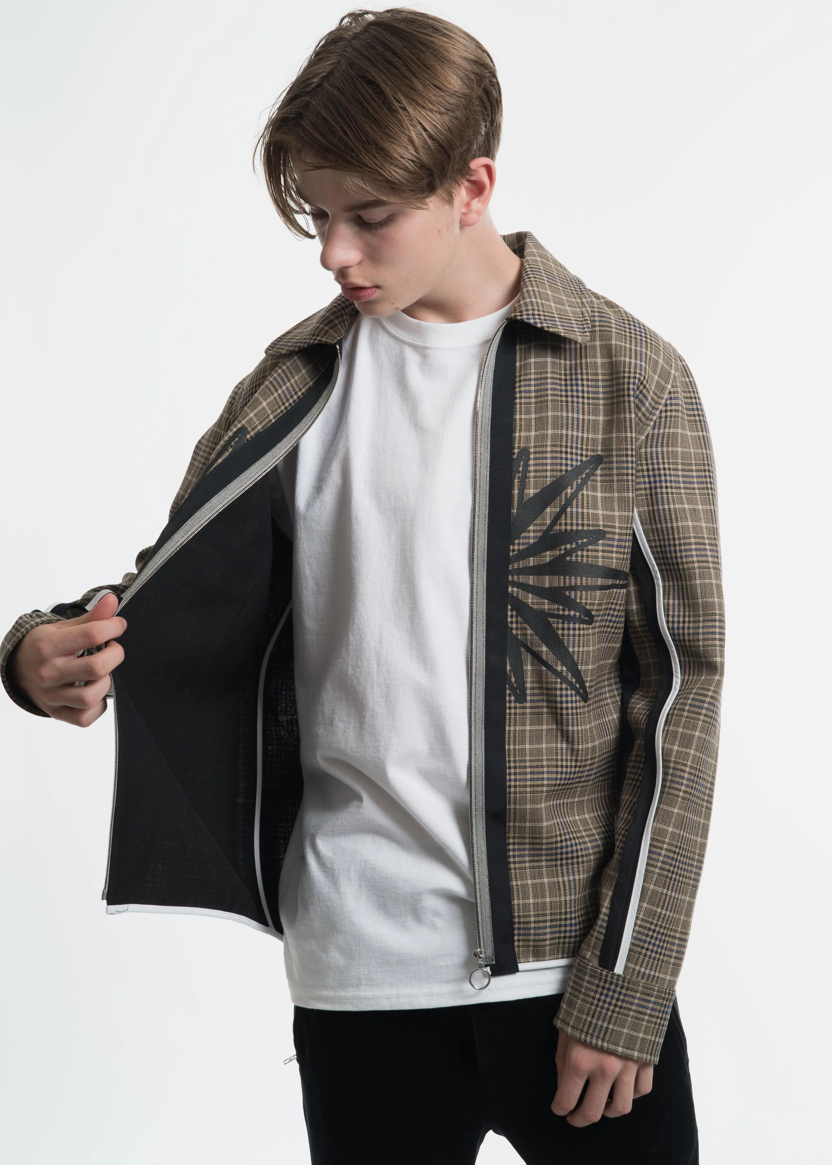 Tan Check FZ Shirt Jacket - Image 11