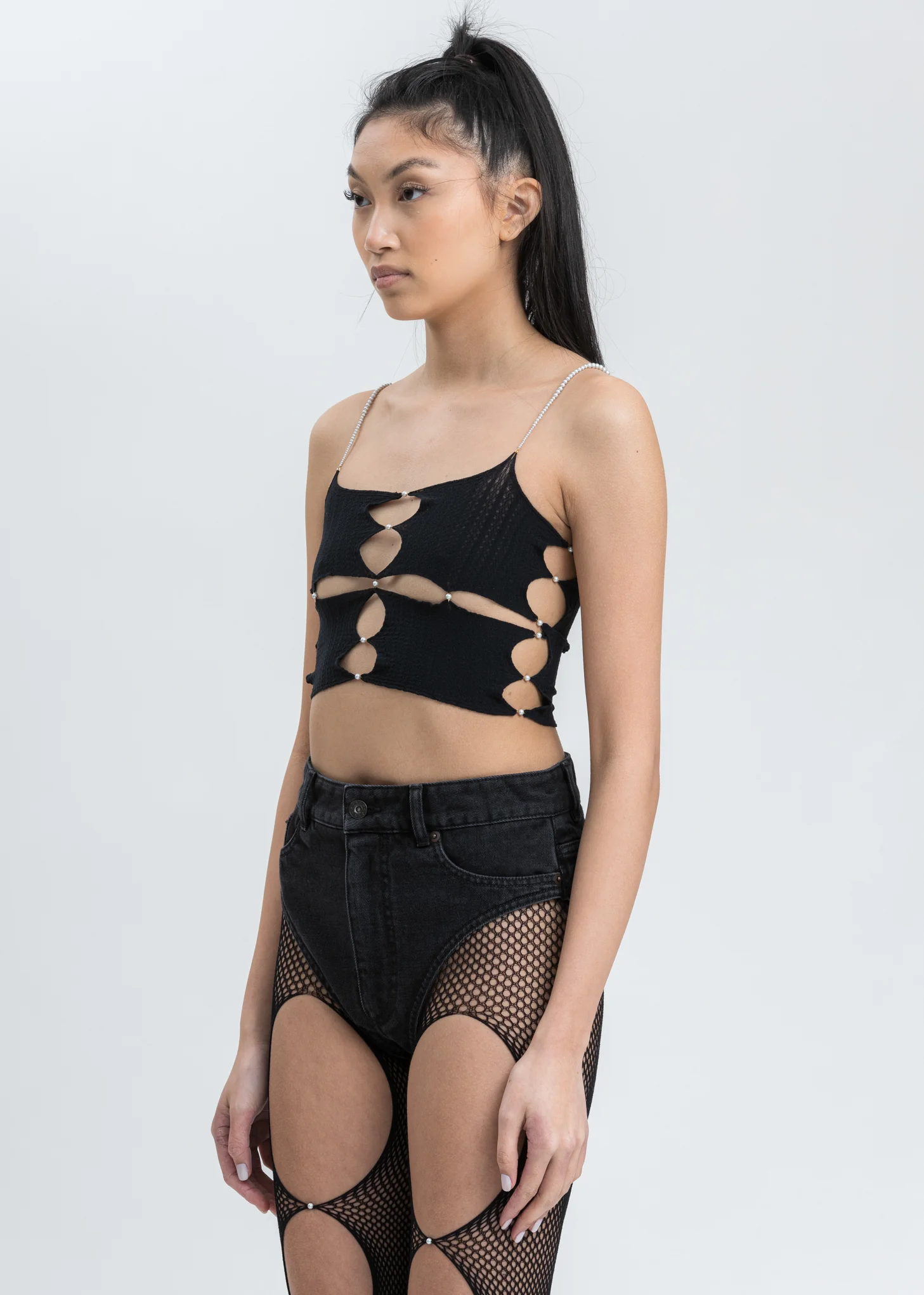 Black Tank Top w Center Cutout - Image 2