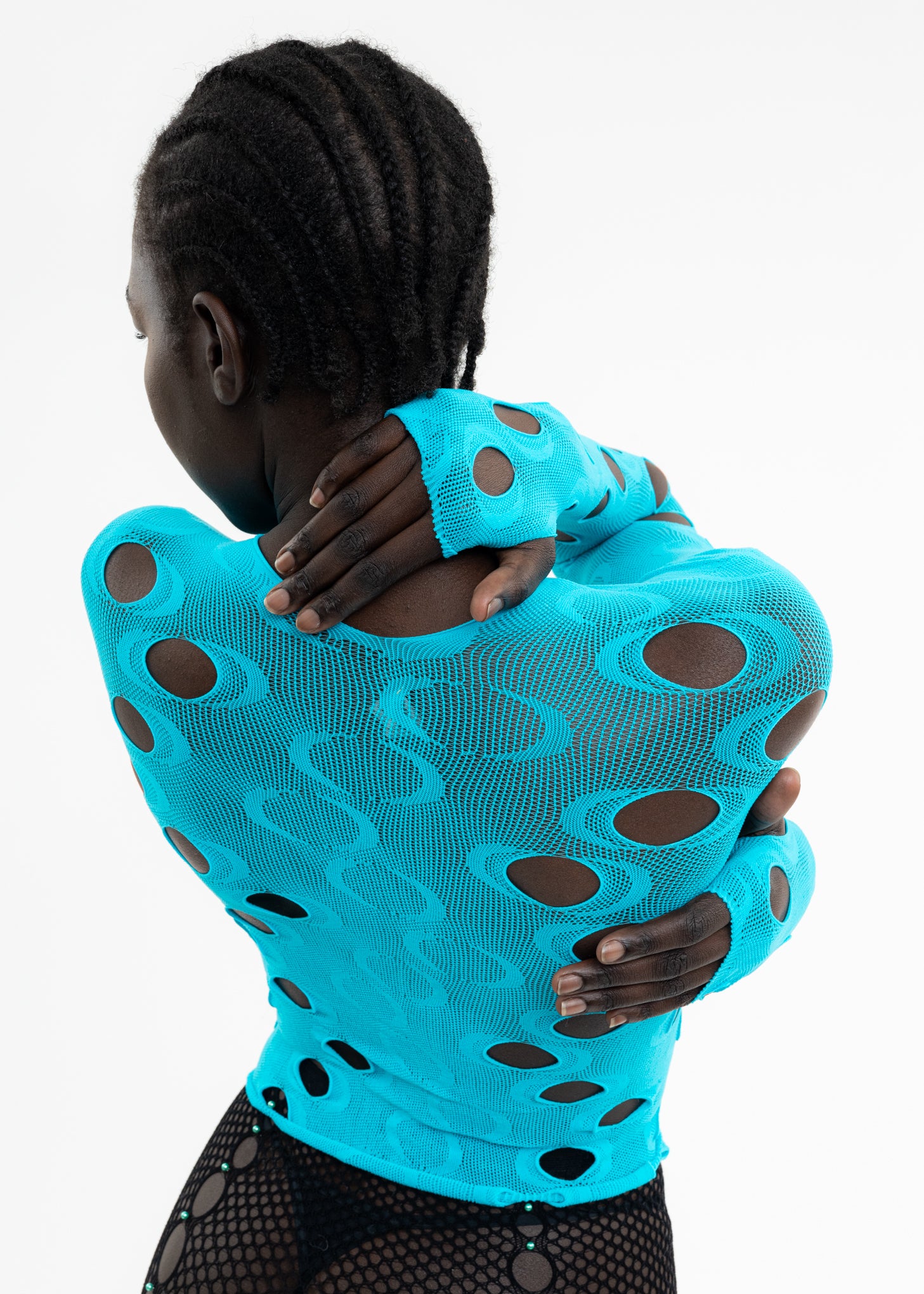 Teal Mesh Long Sleeve Top - Image 3