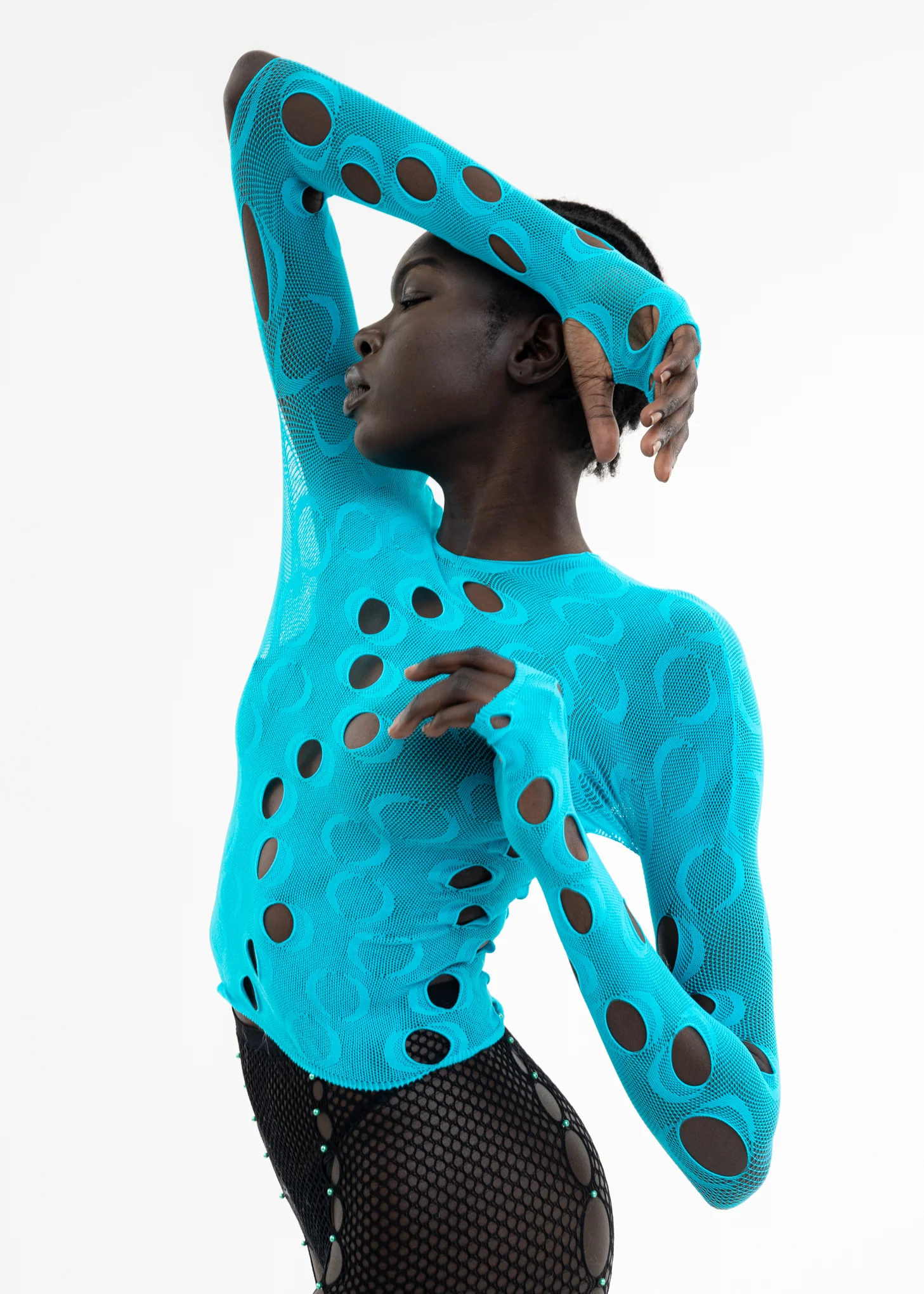 Teal Mesh Long Sleeve Top - Image 6
