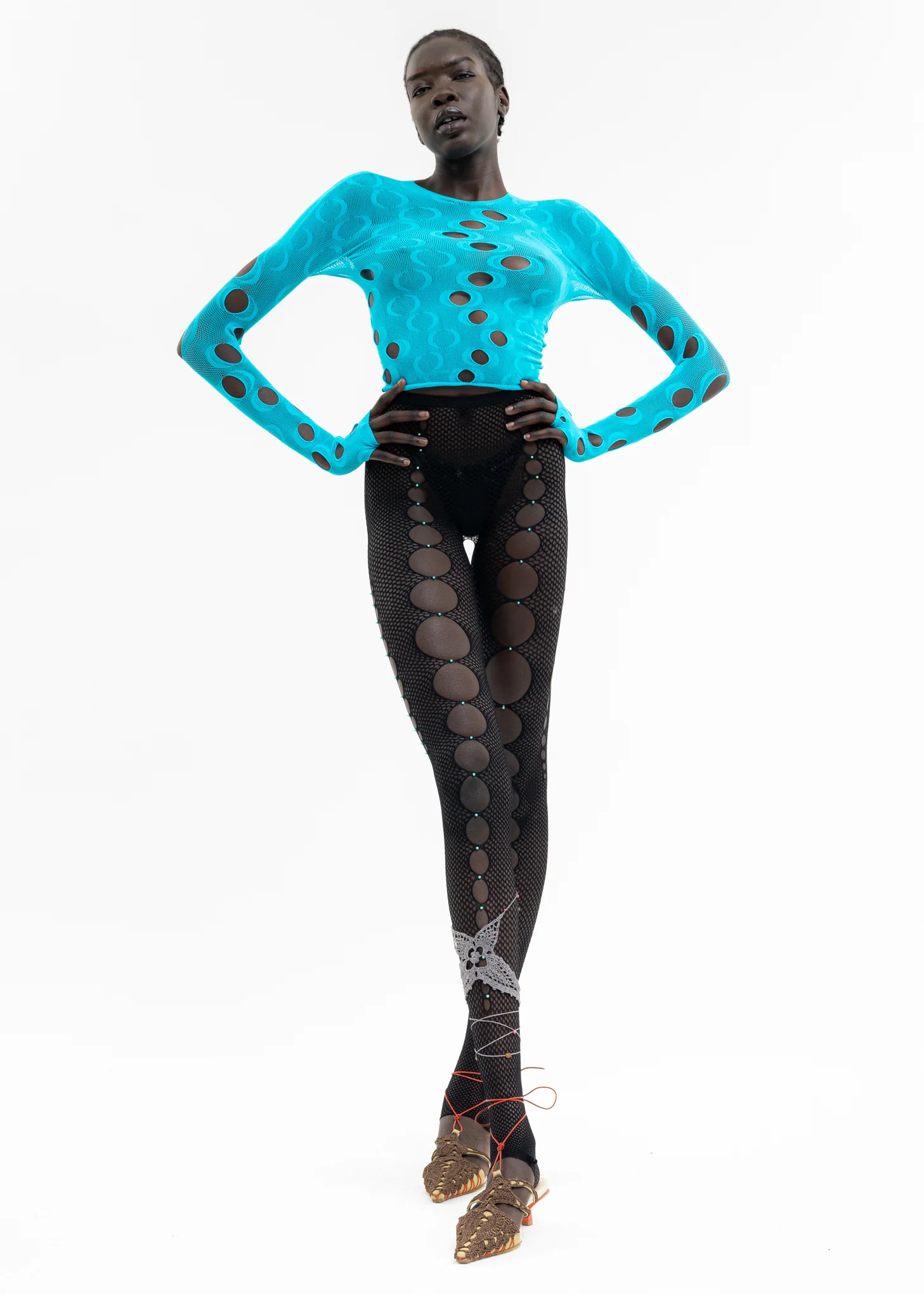 Teal Mesh Long Sleeve Top - Image 7