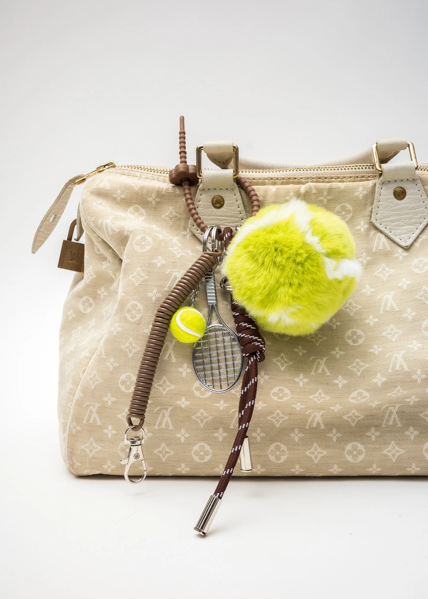 Real Fur Tennis Fluffy Multi Keyring - Image 2