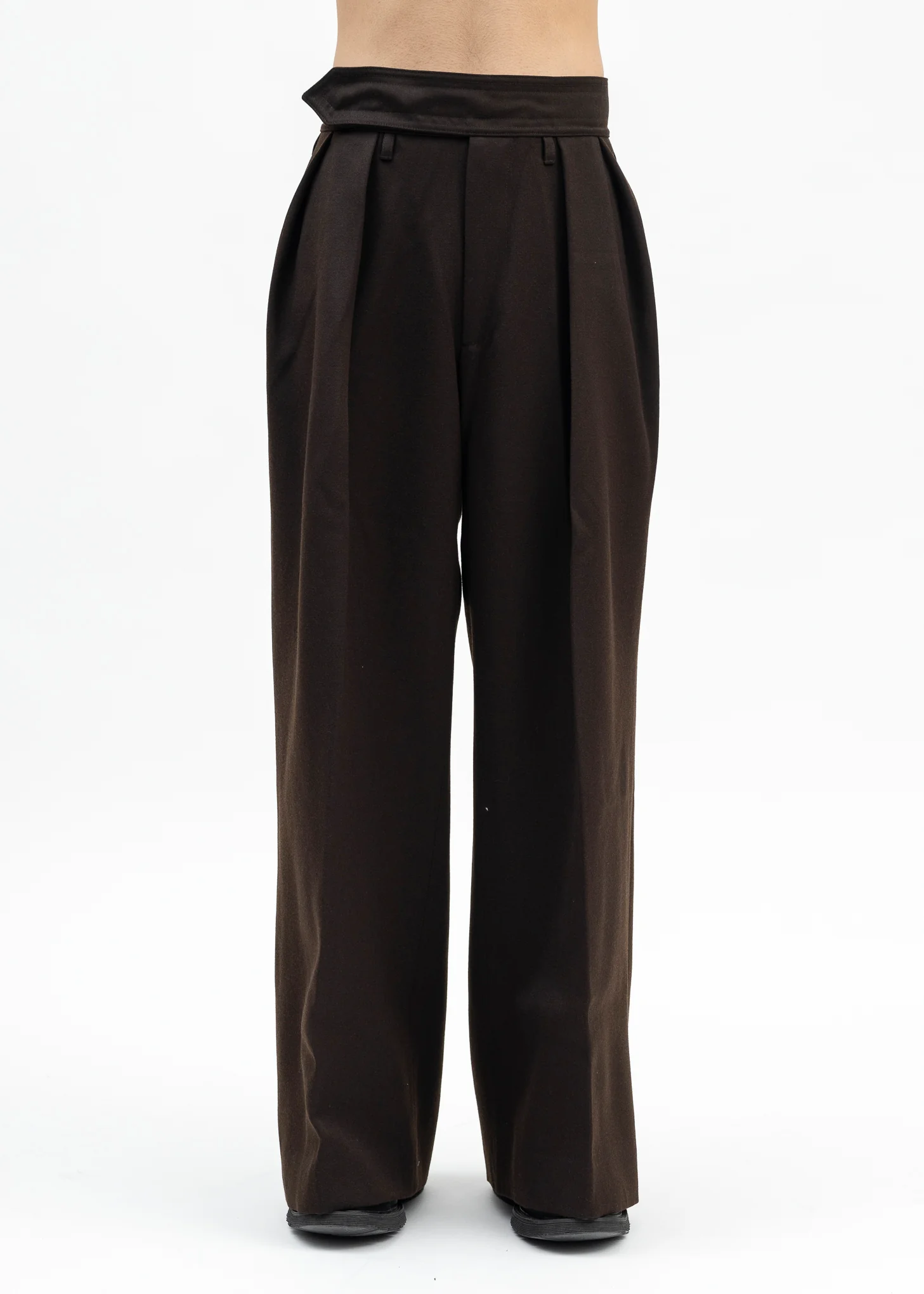 TOBACCO HEAVY TUXEDO REICH PLEATED TROUSERS
