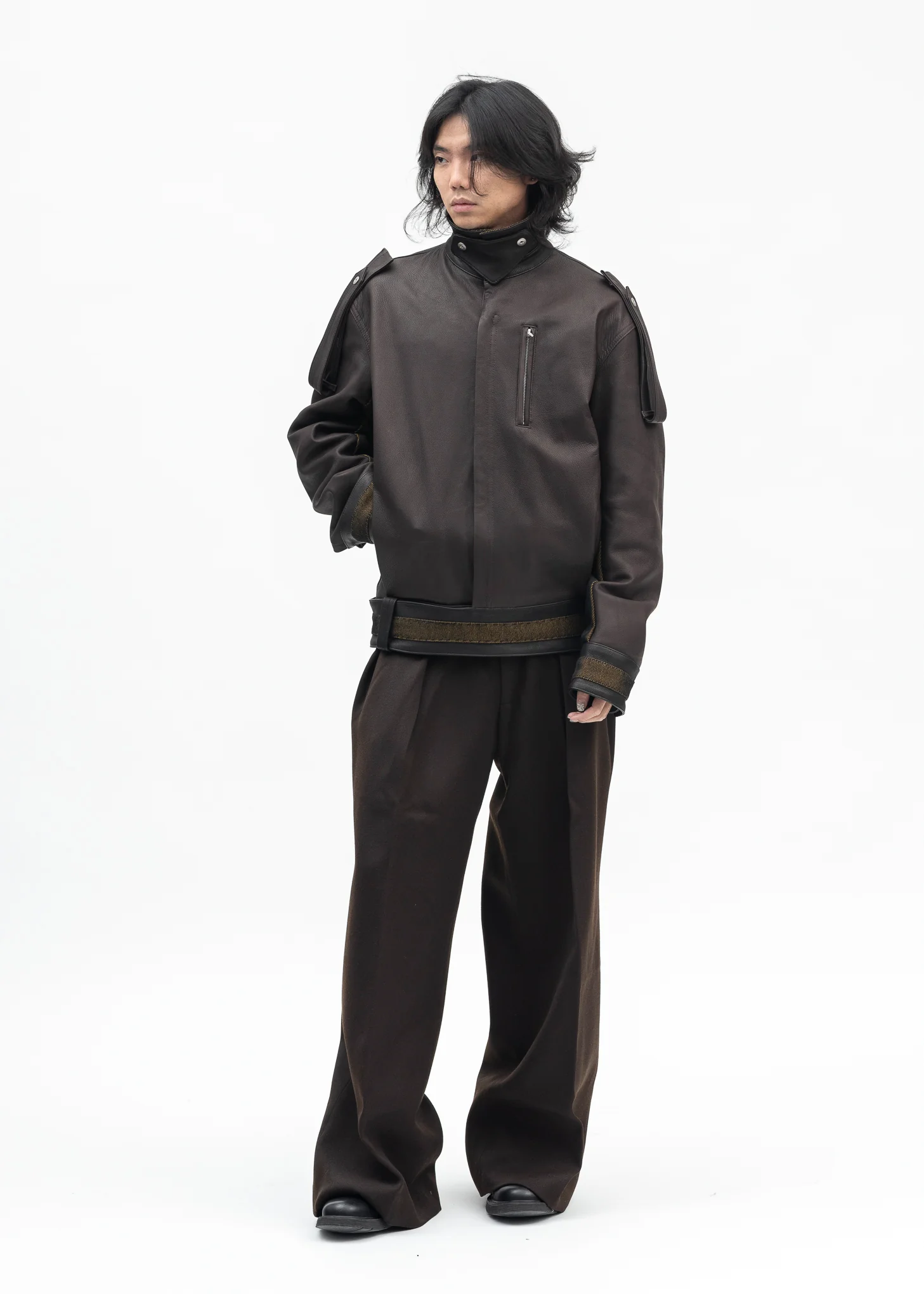 TOBACCO HEAVY TUXEDO REICH PLEATED TROUSERS - Image 9