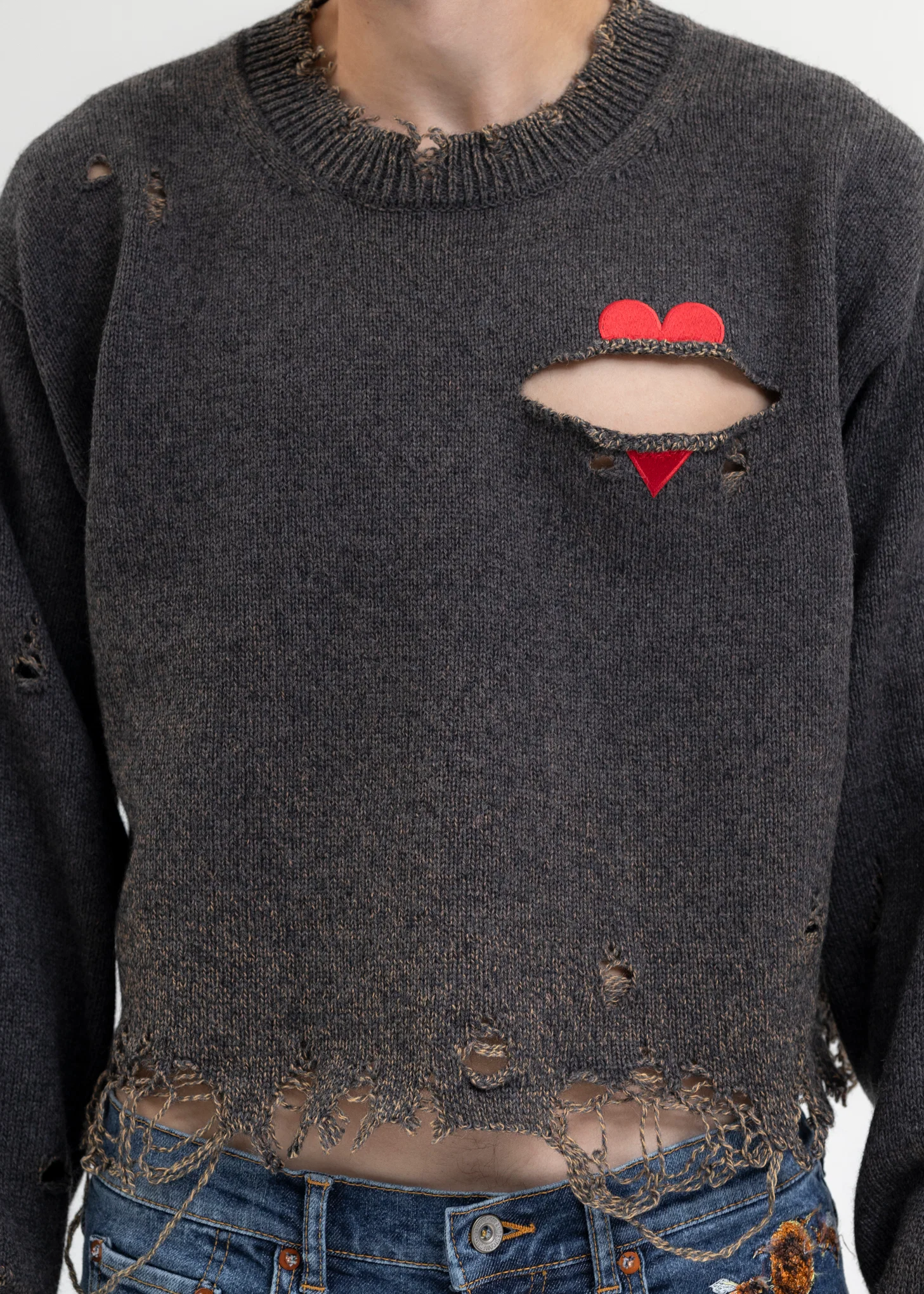 TOP GREY BROKEN HEART KNIT PULLOVER - Image 4