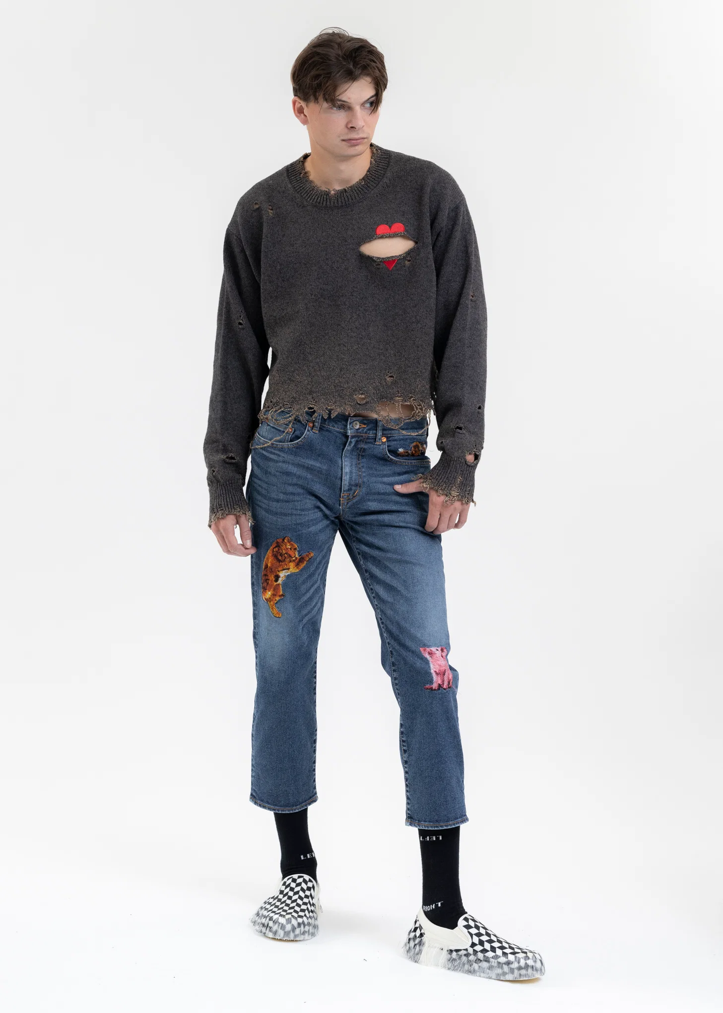 TOP GREY BROKEN HEART KNIT PULLOVER - Image 5