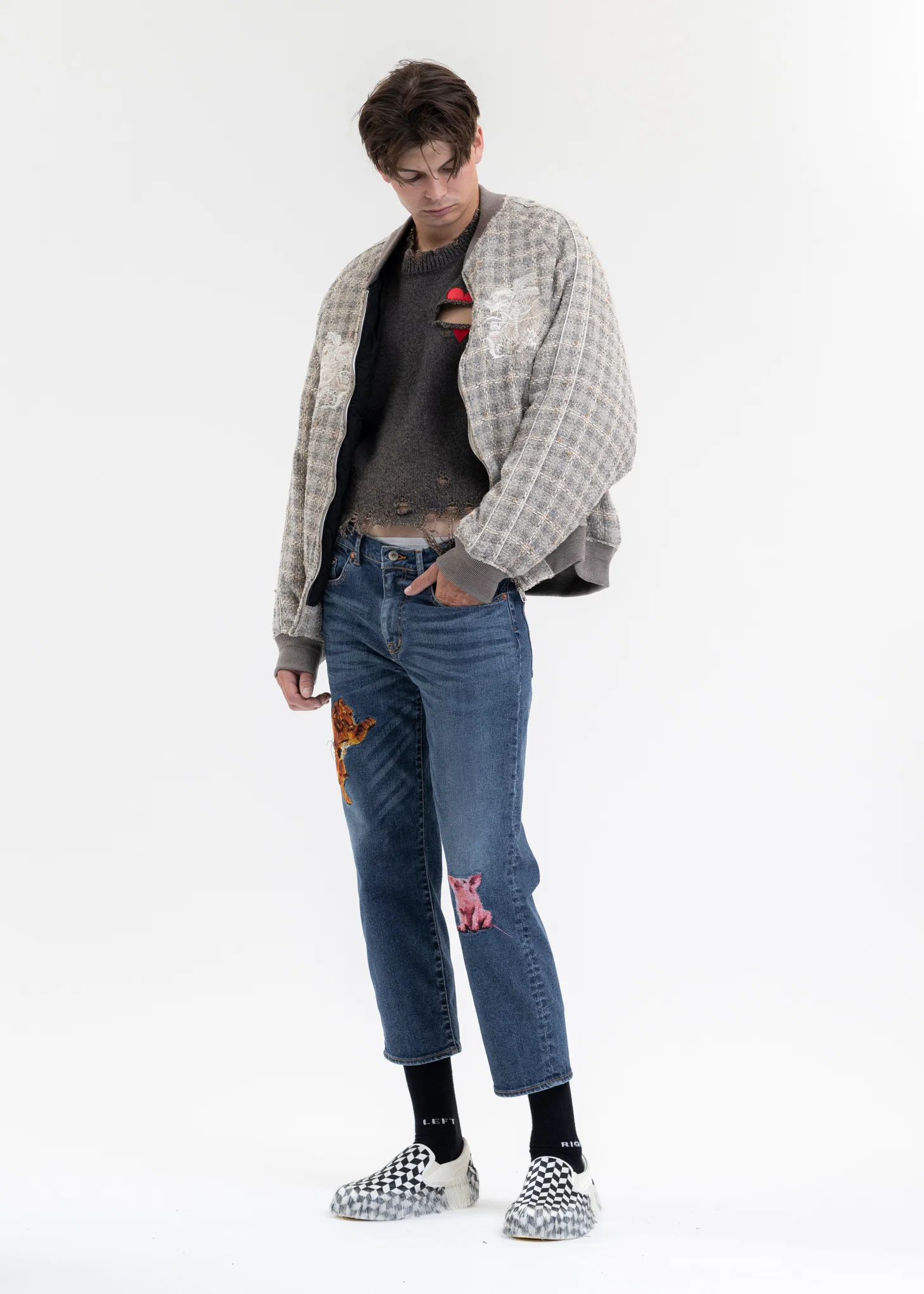 TOP GREY BROKEN HEART KNIT PULLOVER - Image 6