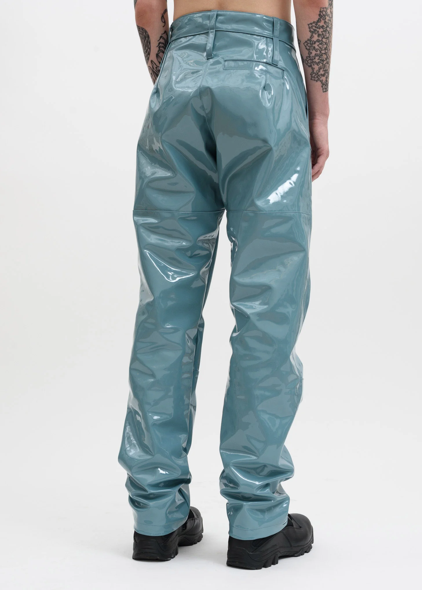 Turquoise Marie Vinyl Trousers - Image 3