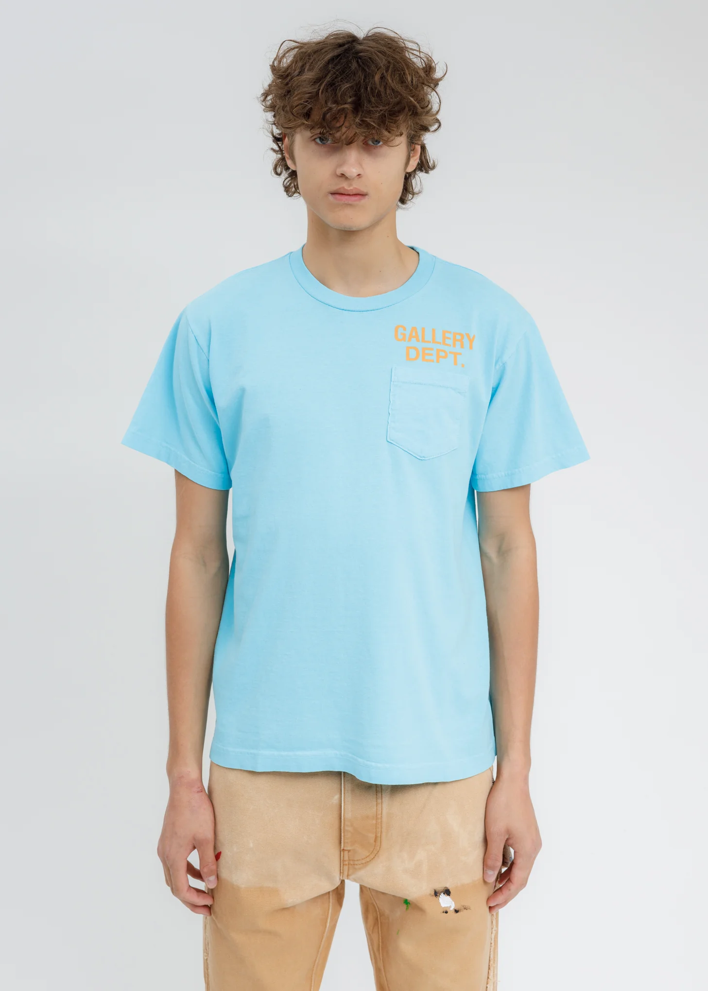 Turquoise W Orange Gallery Dept Logo Vintage Souvenir Pocket Tee