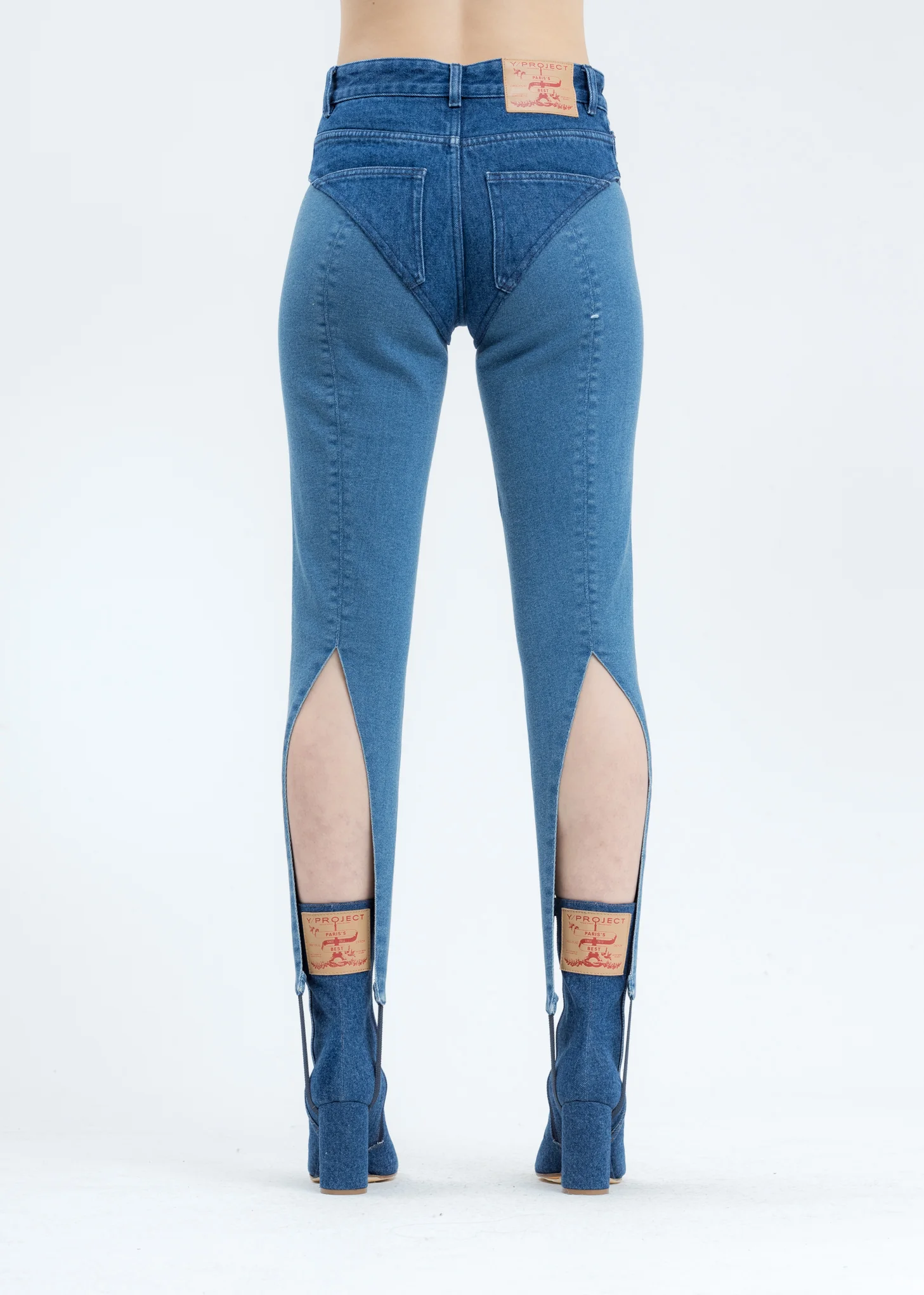 Navy and Ice Blue Two Tone Denim Legging - Image 2